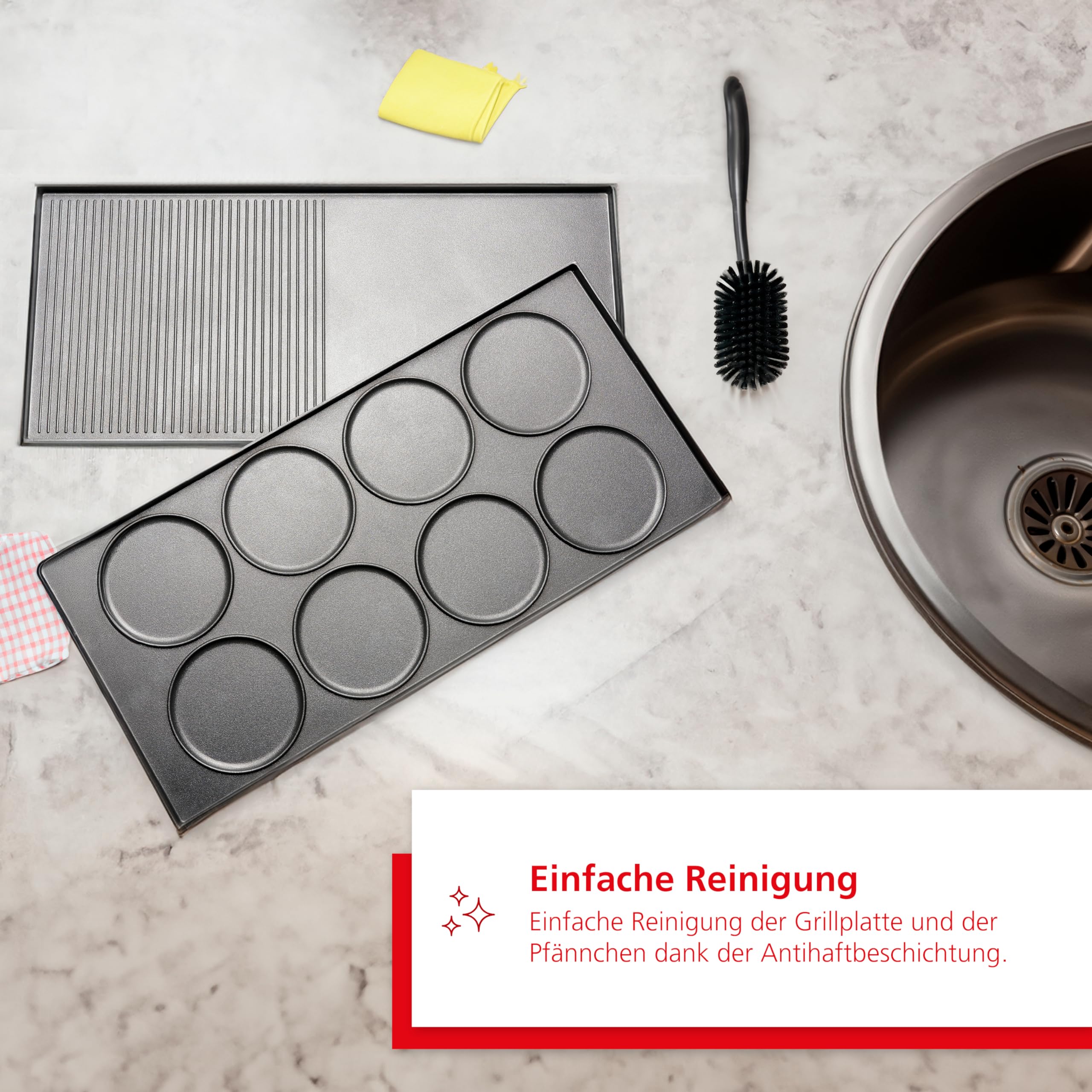 Solis 5 in 1 Table Grill 791 Raclette 8 Personen - Raclette + Tischgrill + Wok + Pizza Grill + Crêpes - Elektrogrill - 1400W - Edelstahl
