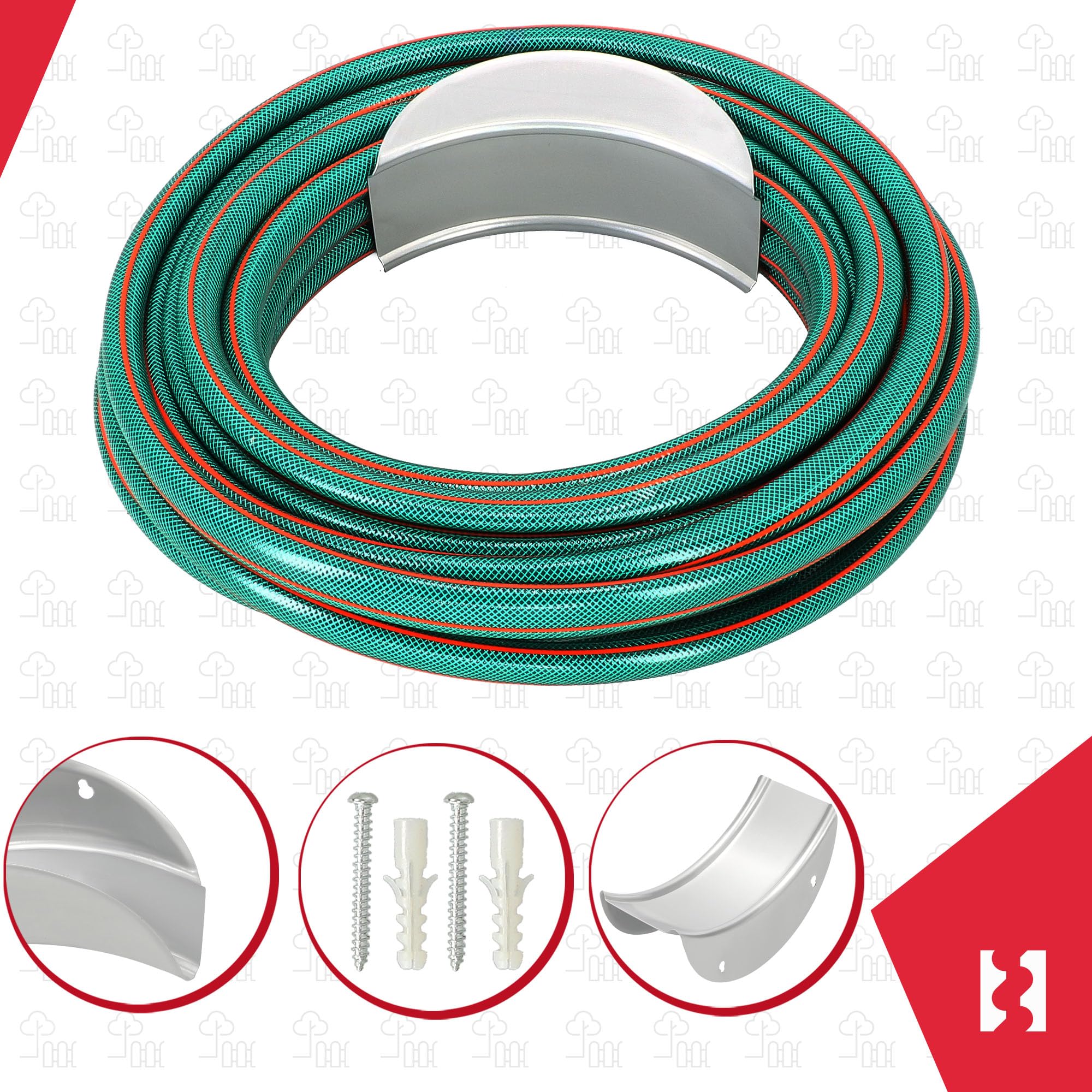 KOTARBAU® 2 x Support Tuyau Arrosage Mural | Suspension Murale en Acier | Enrouleur Mural Tuyau Arrosage | Porte Tuyau Arrosage Mural | Support Mural Tuyau Arrosage | Accroche Tuyau Arrosage