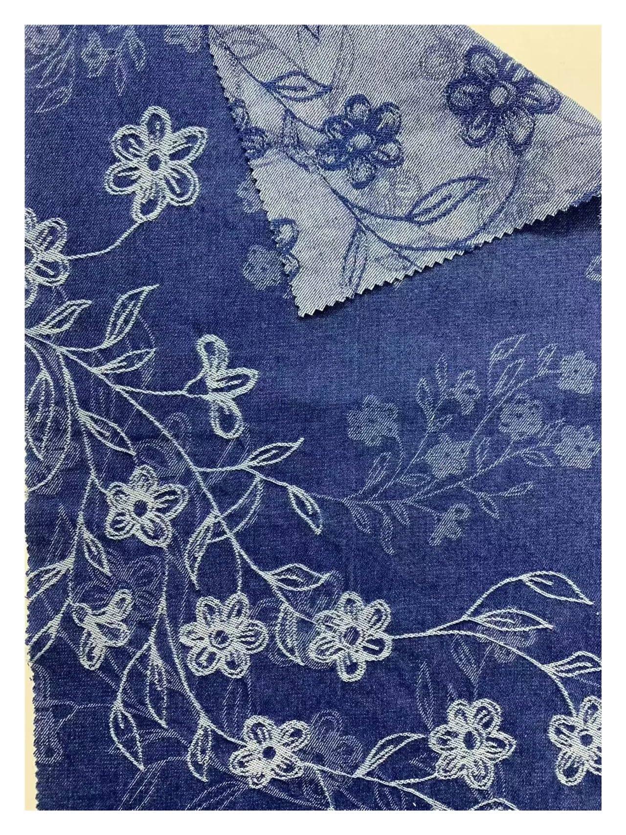Tela Vaquera De AlgodóN Tela vaquera gruesa estilo Pastoral Jacquard lavada for coser vestidos, bolsos, pantalones, sombreros, bricolaje Tela De Costura(AA060-3)