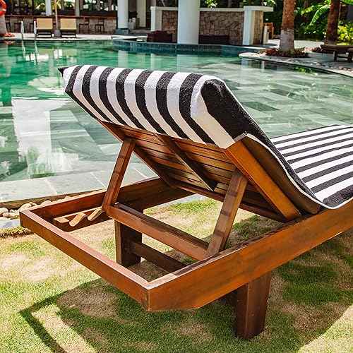 Miniatura 3 de Arkwright California - Funda para tumbona, funda de 12 unidades, toalla de algodón suave a rayas con soporte de bolsillo para silla de playa,