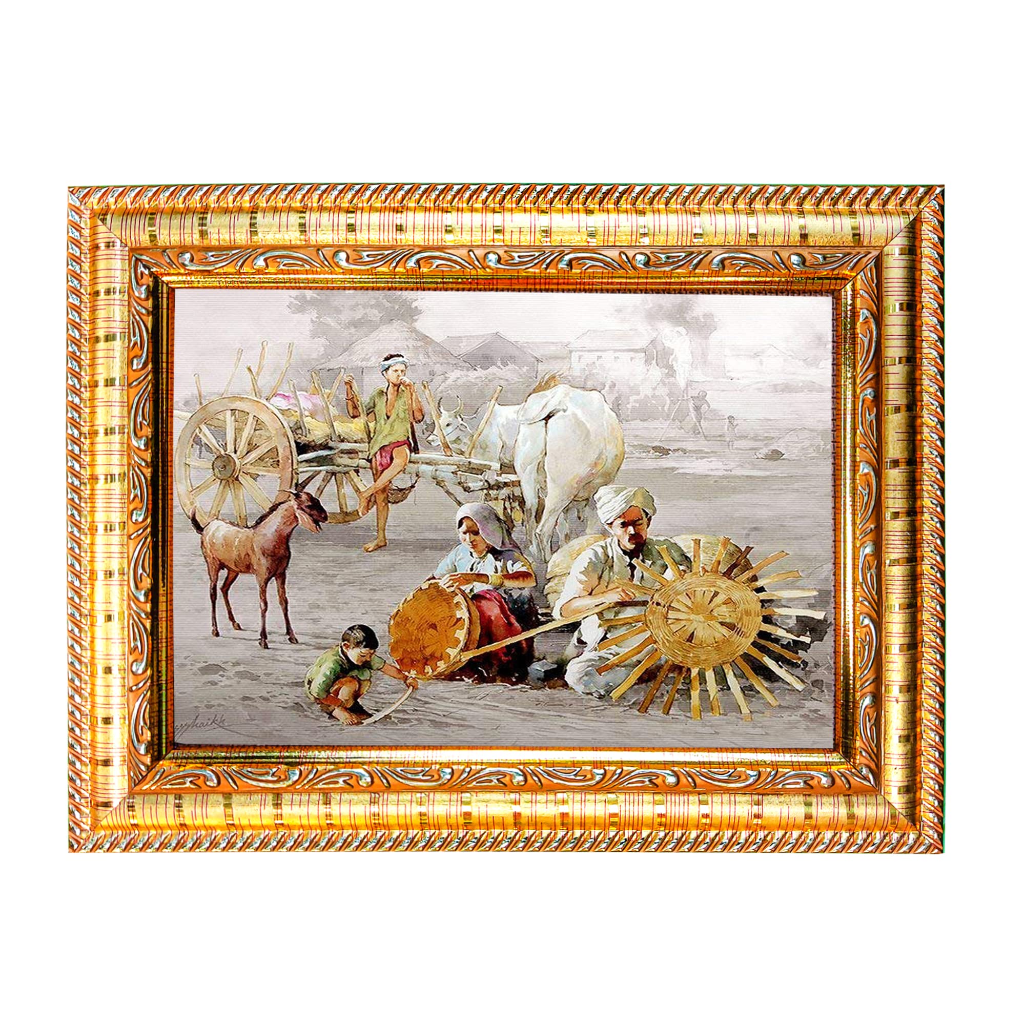 Hawai Village Scene Photo Frame, Size 21x17x2 cm | Feng Shui Vastu Remedies Engineered Wood Wall Hanging Frame | Home Office Business Place | SFDI215GLDFRM-image-38