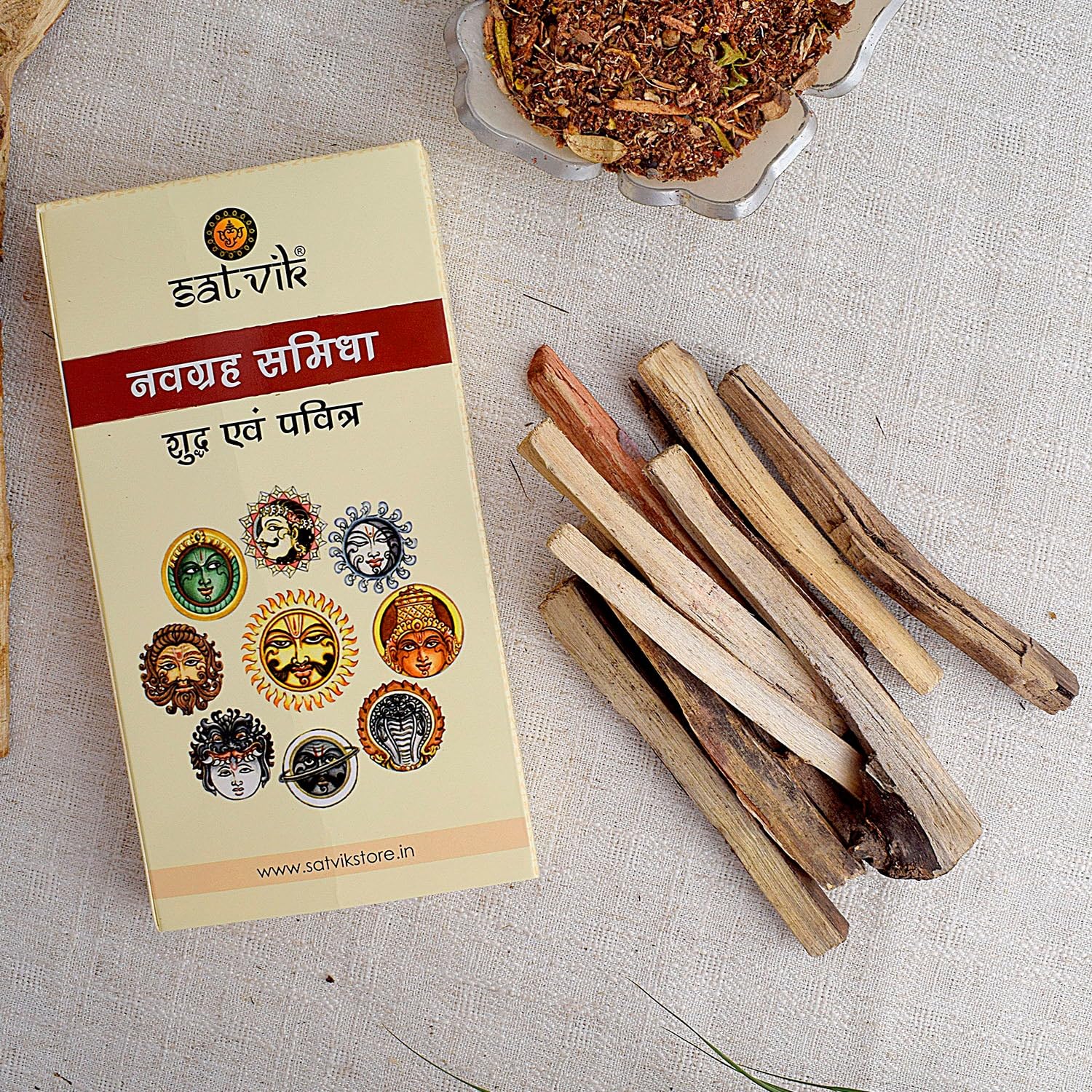 SATVIK Navgarh Samidha 9 Planet Wood Sticks for Hawan | Aam Ki Lakdi for Hindu Pooja, Yagya, Rituals, Shanti & Spiritual Prayers | Navgrah Havan Kit (1 Set)
