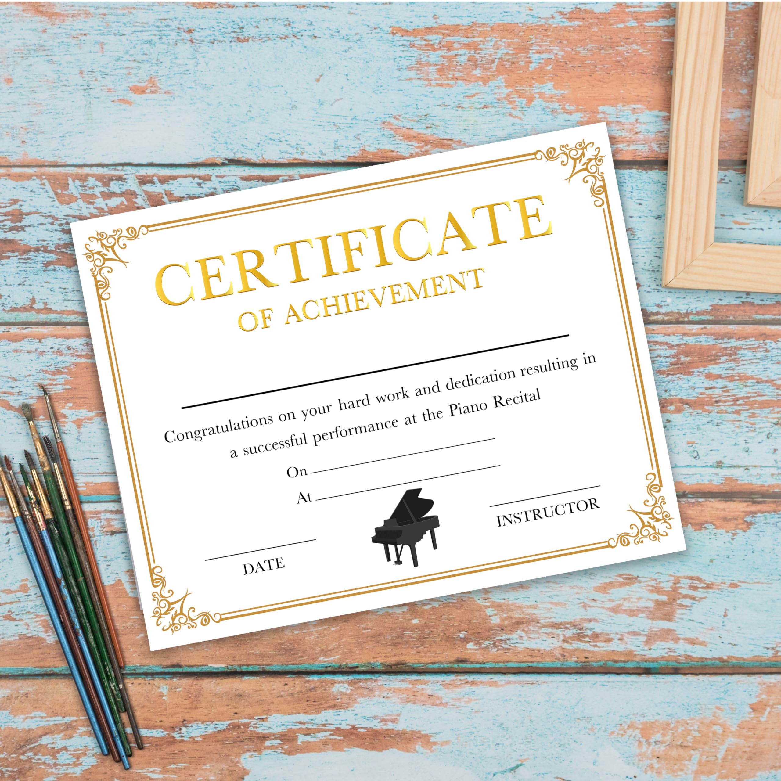 Certificados de premio de logros musicales, certificados de recital de piano para estudiantes, premios de reconocimiento de lecciones de música, suministros de aula para profesores, regalos de aliento