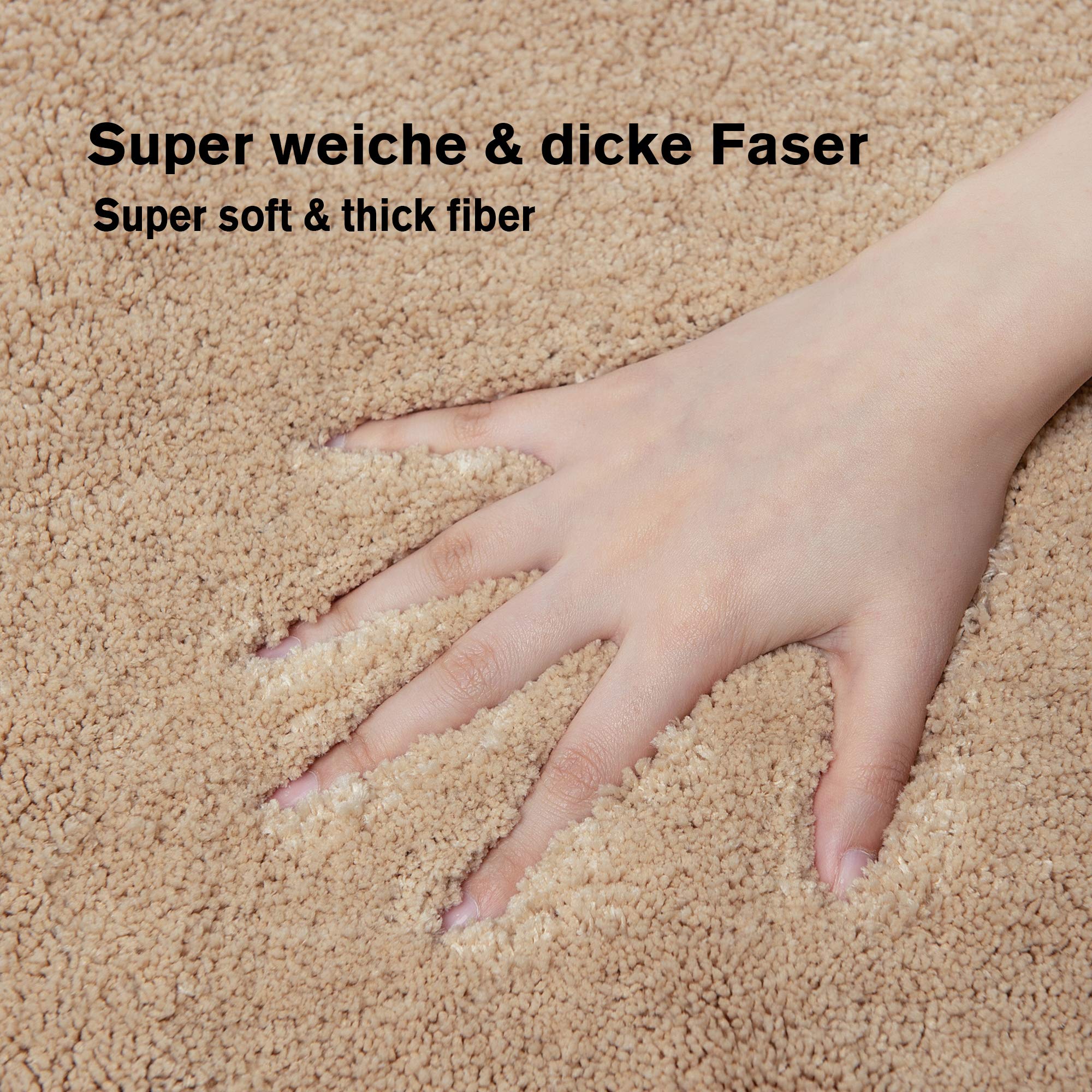 Alfombrilla de baño 120 cm x 70 cm, antideslizante, lavable a máquina, antideslizante, suave, absorbente, de microfibra, color crema y beige