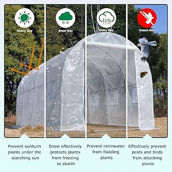 ①サウナテントQuadrangular Greenhouse Amazon.com : KANAGAWA 20'x10'x 7' Walk-in Tunnel Greenhouse