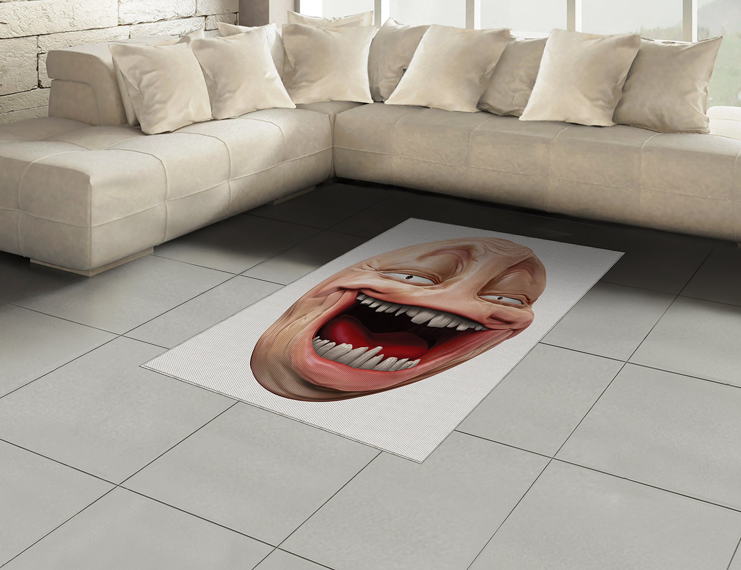 Amazon.com: Ambesonne Humor Area Rug, Poker Face Guy Meme Laughing