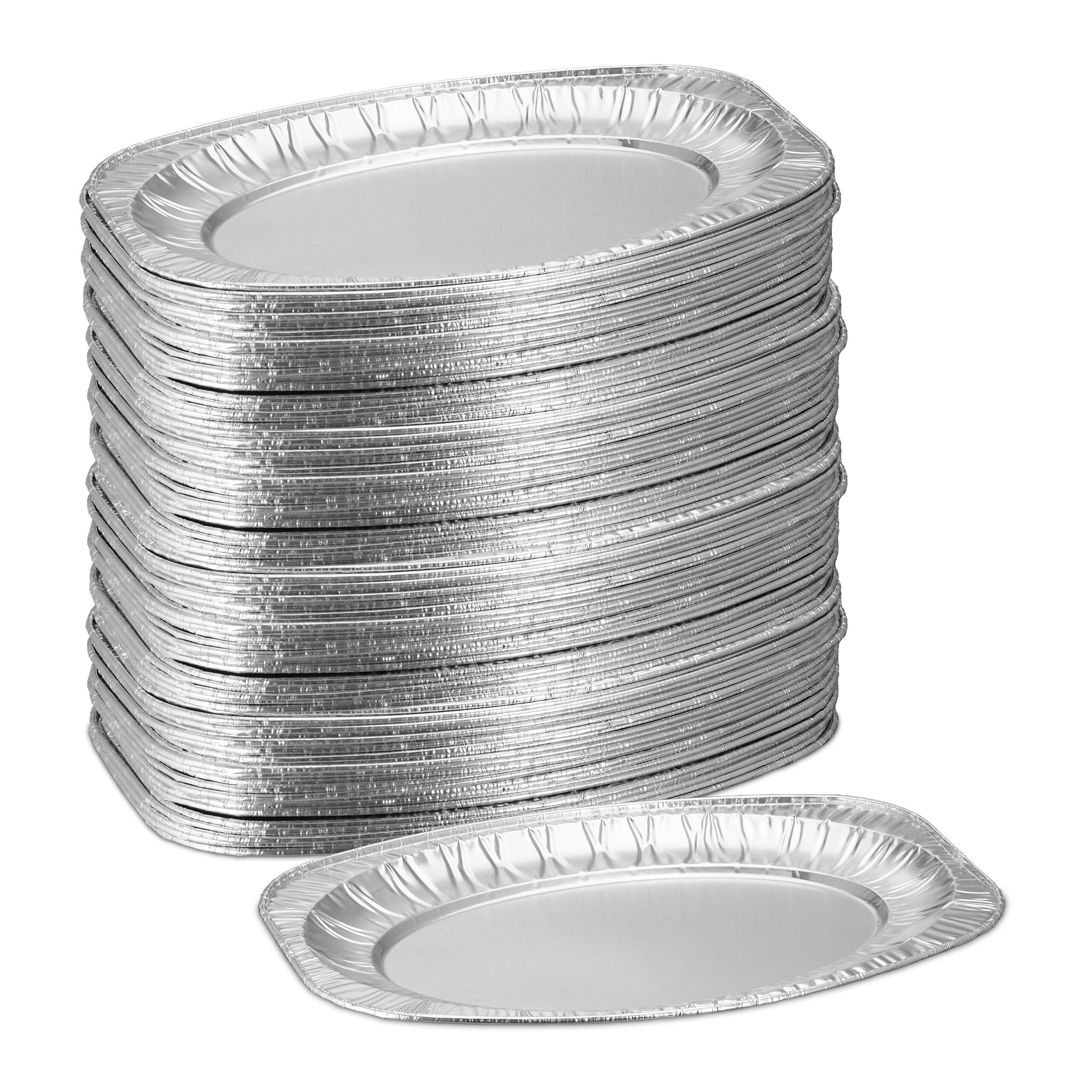 Relaxdays Plateaux de Service Aluminium, Lot de 100, LxP: 35x24 cm, Supports ovales, pour Cuisson indirecte, argenté