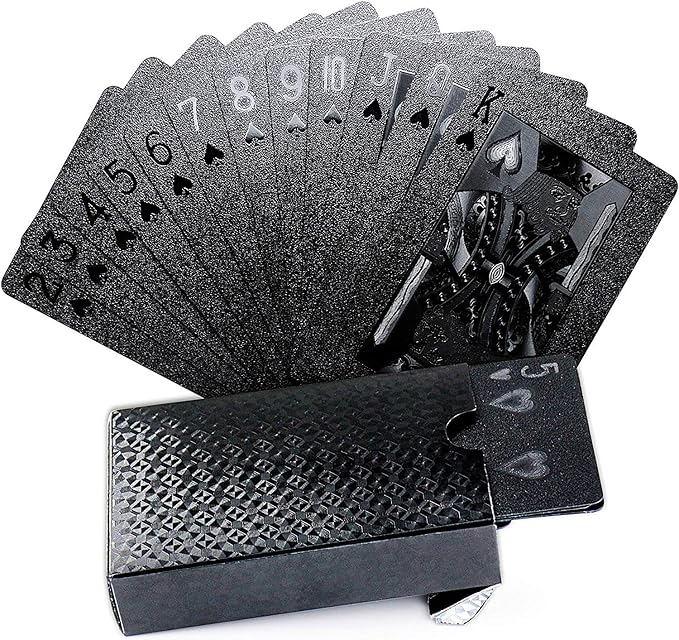 Joyoldelf Cool Black Foil Poker Playing Cards, Waterproof