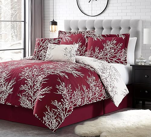 Miniatura 1 de Spirit Linen - Juego de edredón individual de 5 piezas, acogedor juego de edredón de microfibra para dormir profundo con diseño de follaje, juegos