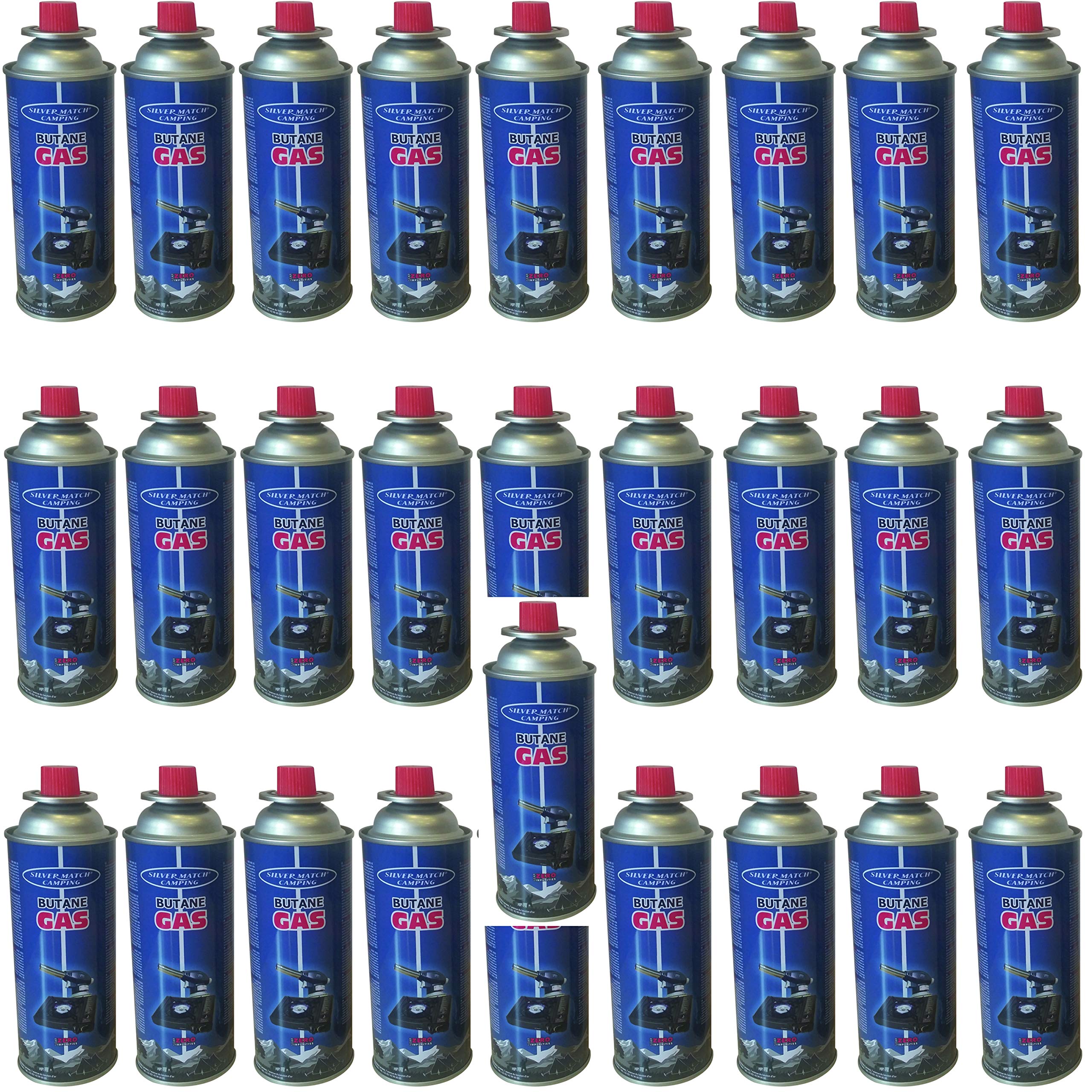 Polyflame Lot de 28 cartouches de gaz butane de 220 g, fonctionnement également en position horizontale, convient pour une utilisation sur cuisinière à gaz de camping ligne Smart