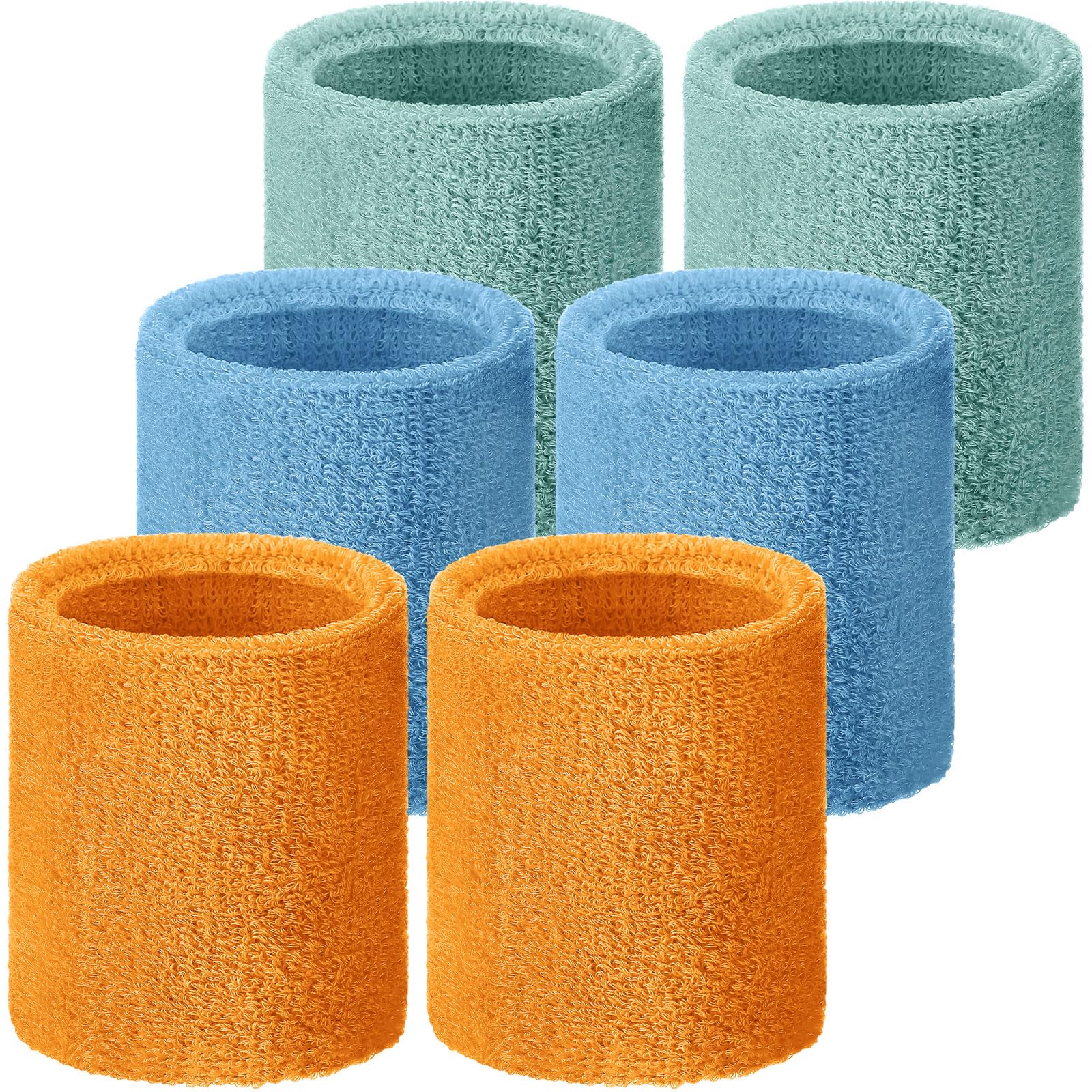 Willbond Wrist Sweatbands, Sports Sweatbands for Competition, Sweat Absorbent, for Basketball, Tennis, Football, Running and Work (Pack of 6)