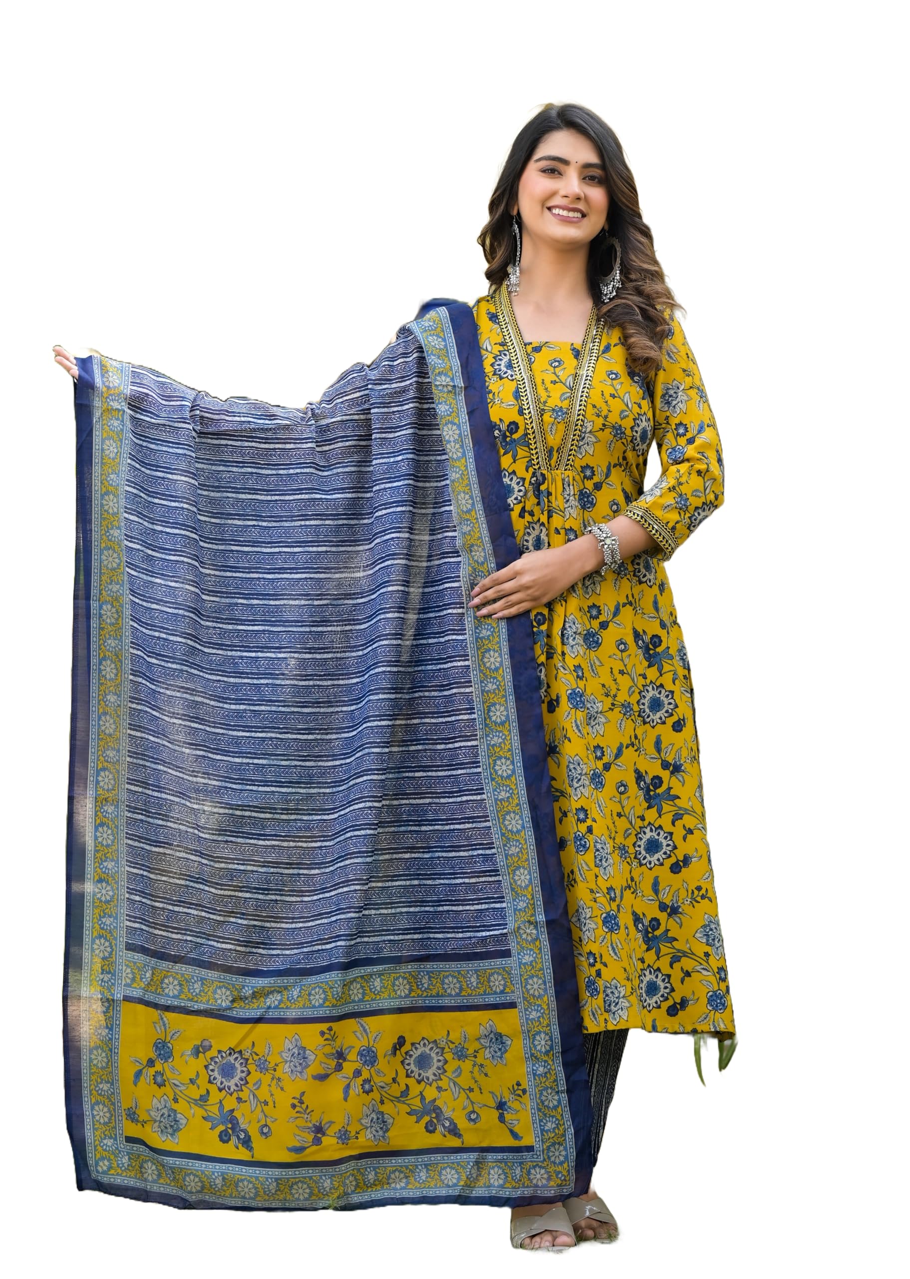 KLOSIA Women Block Printed Anarkali Kurta and Pant Set with Dupatta |Kurta Set for Women |Kurta Set with Dupatta for Women | Suit Set | Embroidery | Ethnic Set | Printed Kurta Set | (Medium) Green (B0CWRTRW55) Amazon Price History, Amazon Price Tracker