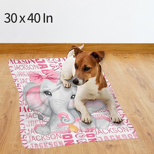 Miniatura 6 de Mantas de bebé personalizadas de elefante, mantas personalizadas para niños, mantas suaves para niños, niñas y recién nacidos, 30 x 40 pulgadas (XS)