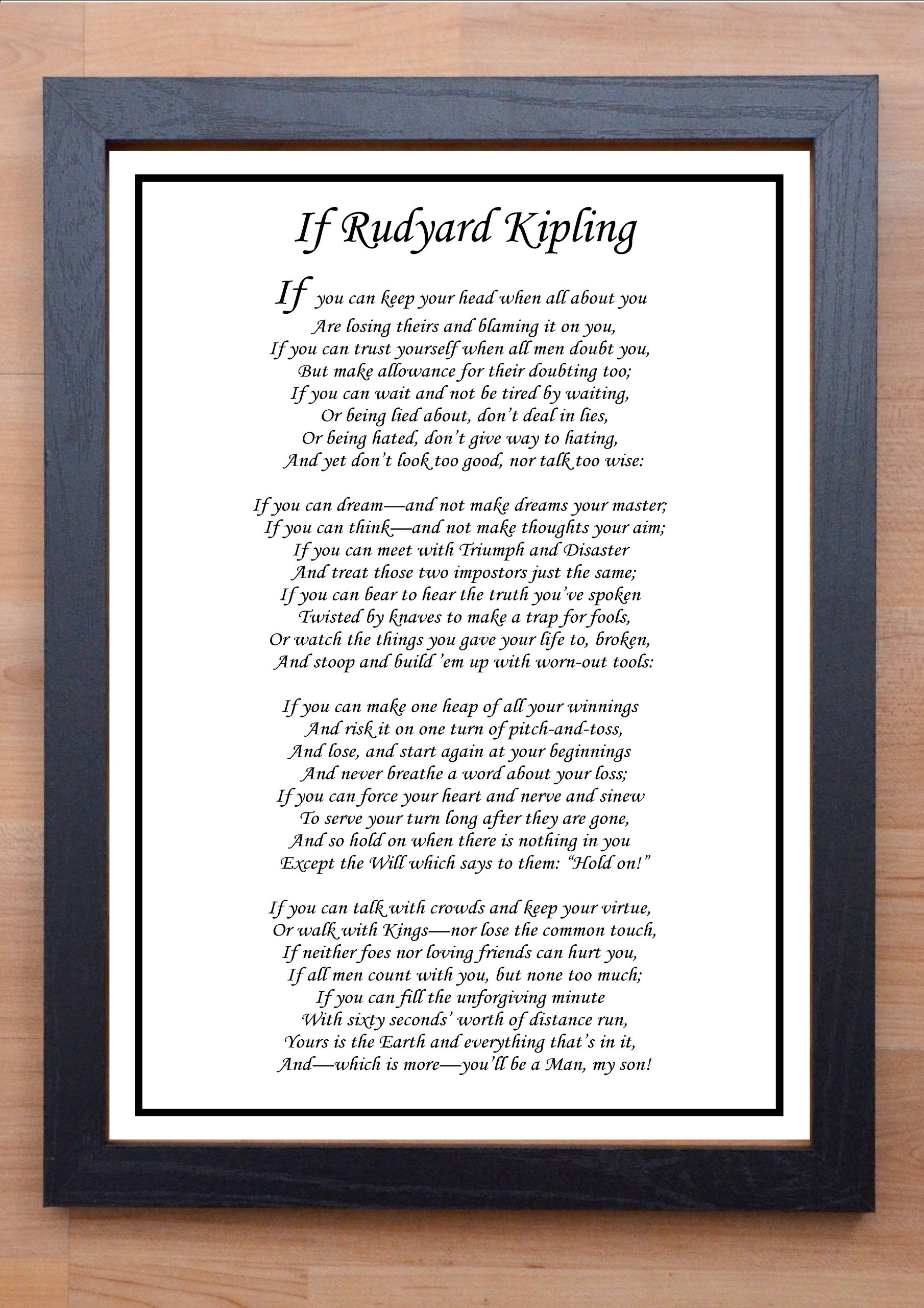Stunning Framed Inspirational Quote/Print/Rudyard Kipling