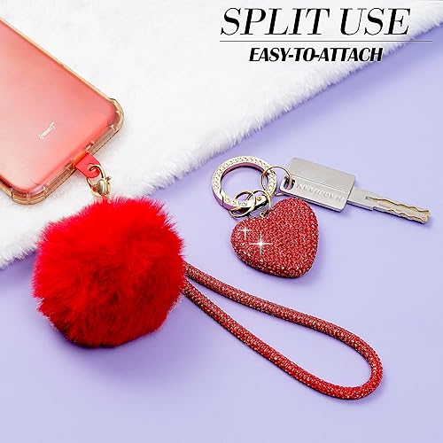 Miniatura 4 de Lindos llaveros de corazón para mujer, accesorios de llavero para mujer, llavero femenino para llaves de automóvil, mochila con pompón