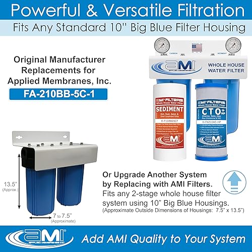 Miniatura 10 de APPLIED MEMBRANES INC. Juego de cartuchos de filtro de repuesto para filtro de agua para toda la casa para reducción de hierro, 2 filtros de carbono
