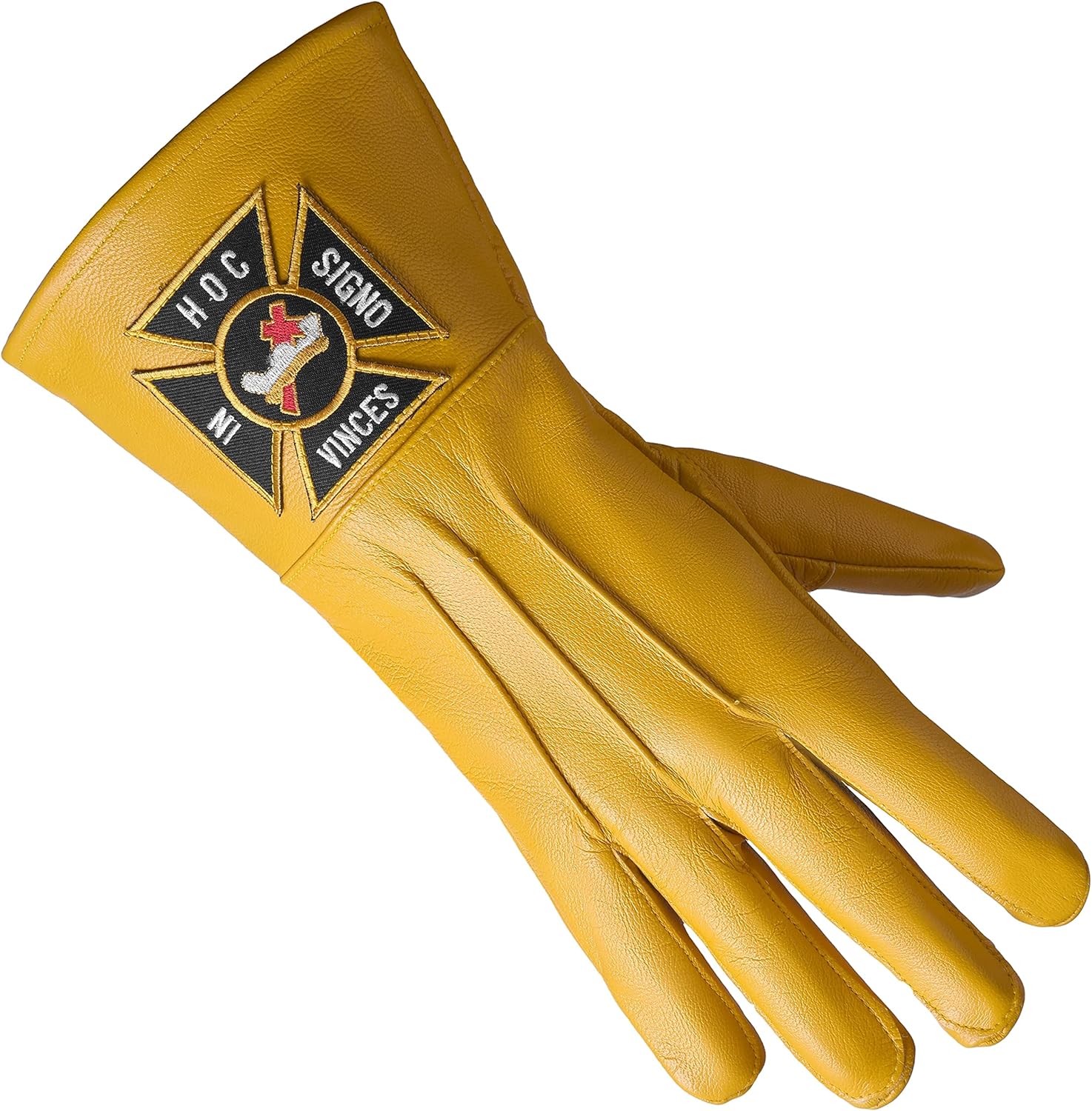 BRICKS MASONS Knights Templar Commandery Glove - Yellow Leather