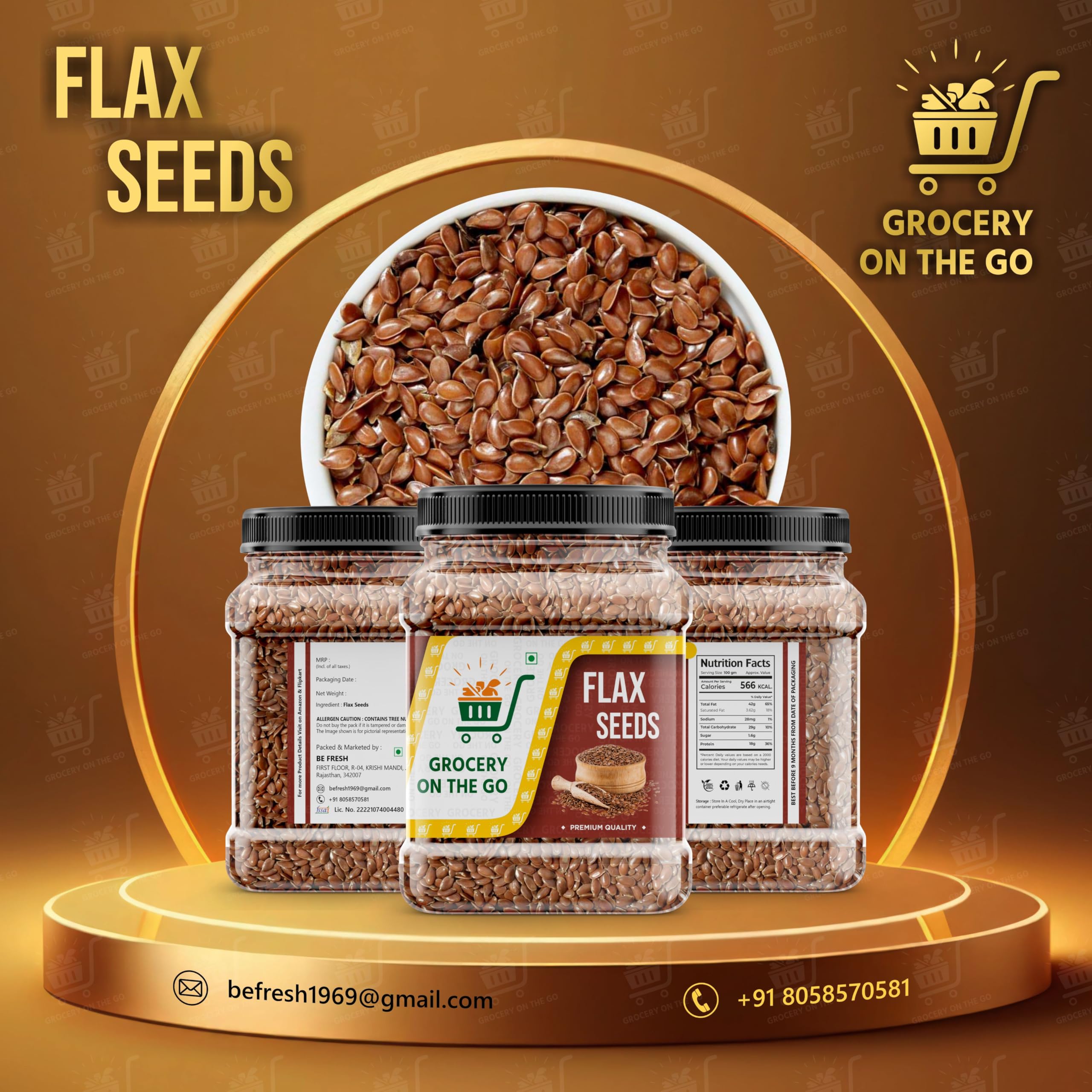 GROCERY ON THE GO Flax Seeds - Alsi Seeds | Flax Seeds for Hair Growth | Raw Seeds for Eating | Source of Iron & Dietary Fibre | Rich in Protein (250gm) 2