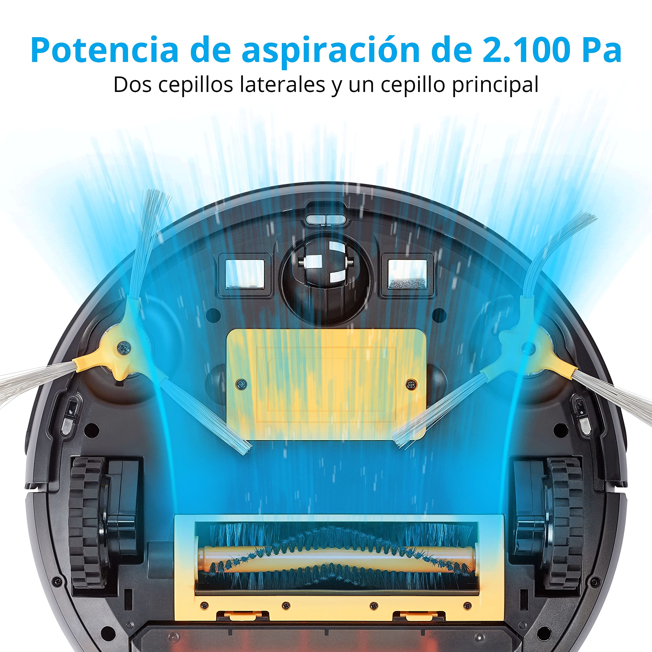 MEDION Robot Aspirador con función de fregado y navegación Inteligente S12 SW (2.100 Pa, Potente Cepillo Central, Control Mediante la App Alexa, aspiración con fregado en Paralelo, estación de Carga
