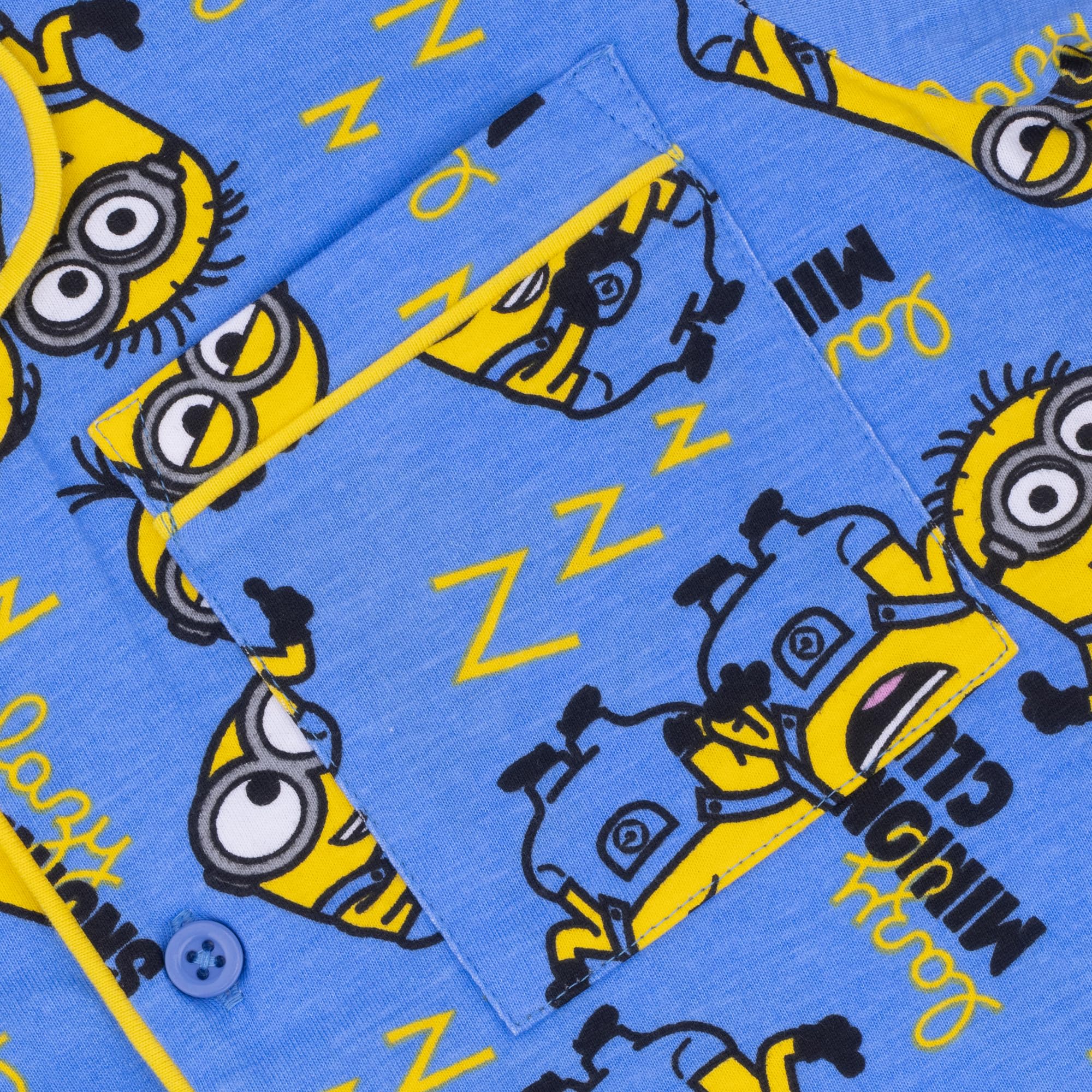 Minions, Cattivissimo Me/Despicable Me, 100% Cotone con Bottoni Pigiama a Maniche Corte, Blue, Blu