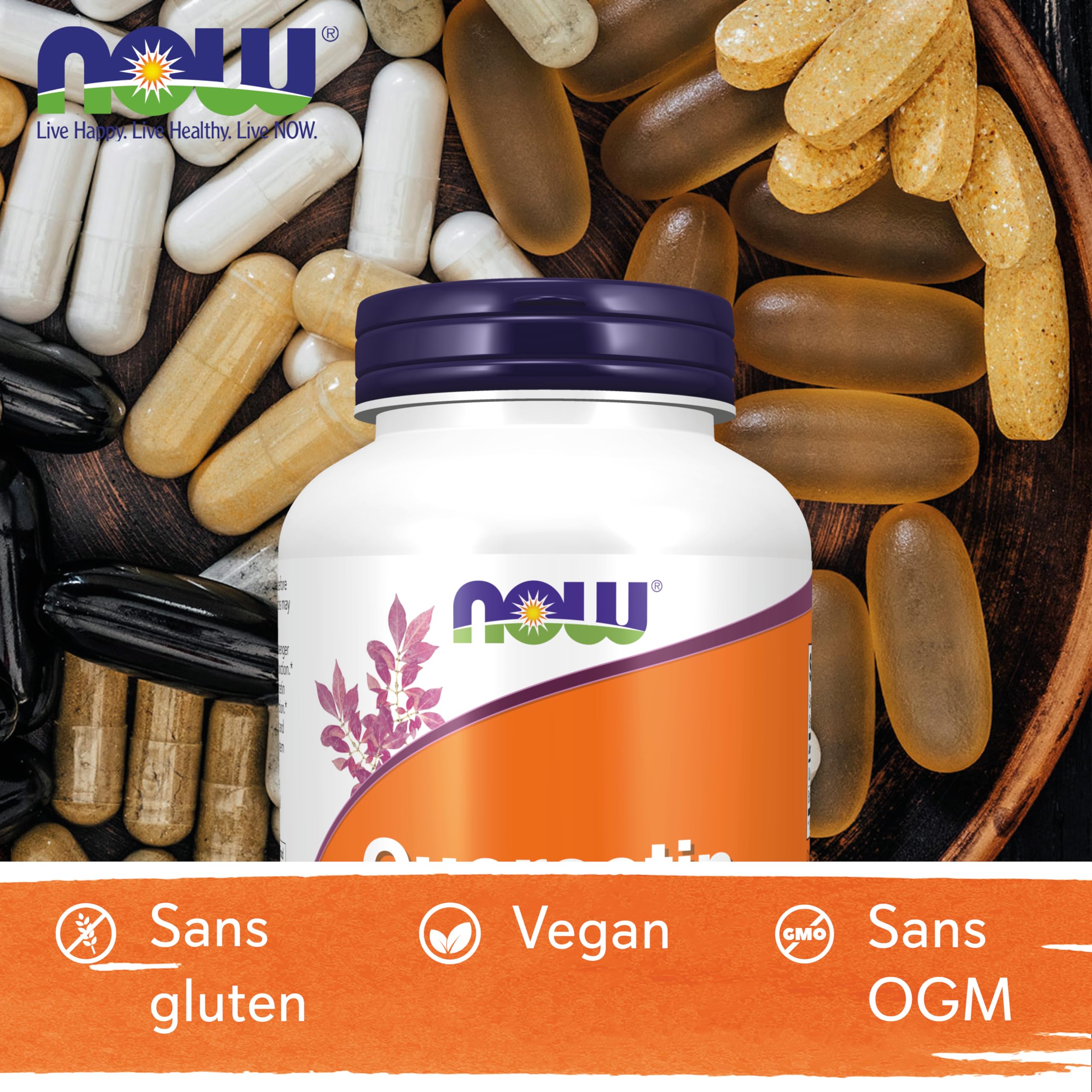 Now Foods, Quercétine avec Bromélaïne, Hautement Dosé, 240 Capsules végétaliennes, Testé en Laboratoire, Sans Soja, Sans Gluten, Végétarien, Sans OGM