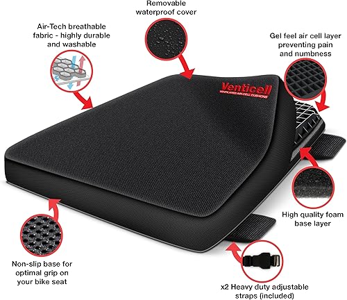 Miniatura 2 de VENTICELL - Cojín cómodo para pasajero de motocicleta con correas súper fuertes y base antideslizante