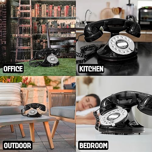 Miniatura 7 de FunkyFon Cable Un Teléfono Fijo Vintage, El Teléfono Retro Verde Para El Hogar Y Teléfonos Antiguos En Naranja