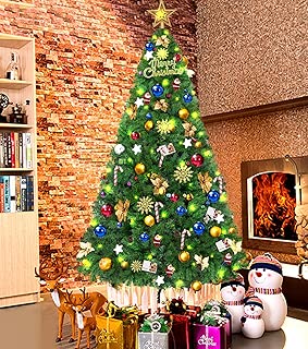 LUTER 7.5 Ft Artificial Christmas Tree Spruce Hinged Xmas Tree Christmas Decorations for Indoor Easy Assembly 1250 Branch with Metal Stand(Green) - coolthings.us
