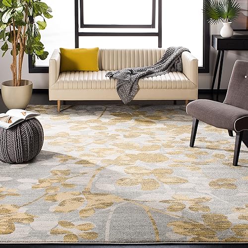 Miniatura 17 de SAFAVIEH Evoke Collection EVK236R - Alfombra floral de 6 pies 7 pulgadas x 9 pies, diseño floral que no desprende pelusa, para sala de estar,