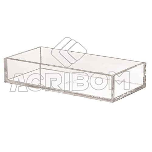 Bandeja Organizadora Decorativa Tamanho P 10 x 20cm Para Lavabo/Banheiro Em Acrílico Cristal Transpa