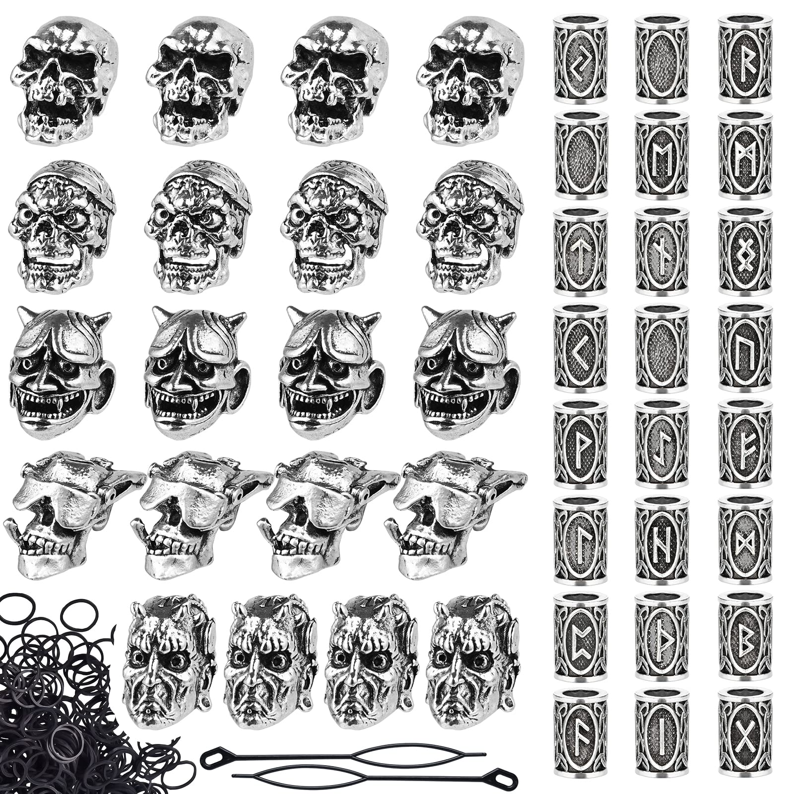 022　キングビーズ　割れ銀化あり　king beads　ビーズ5個セット Amazon.co.jp: Lykoow 44ピース バイキング ヒゲ ビーズ ドレッド