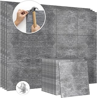48 Pieces Mass Loaded Vinyl Soundproofing Pads, 0.71 lbs/sqft, 1 X 1 Feet(Per Piece) Sound Blocker, Sound Proof and Anti-Vibration Material(1/13 inch Thick, 200 Common Nails)