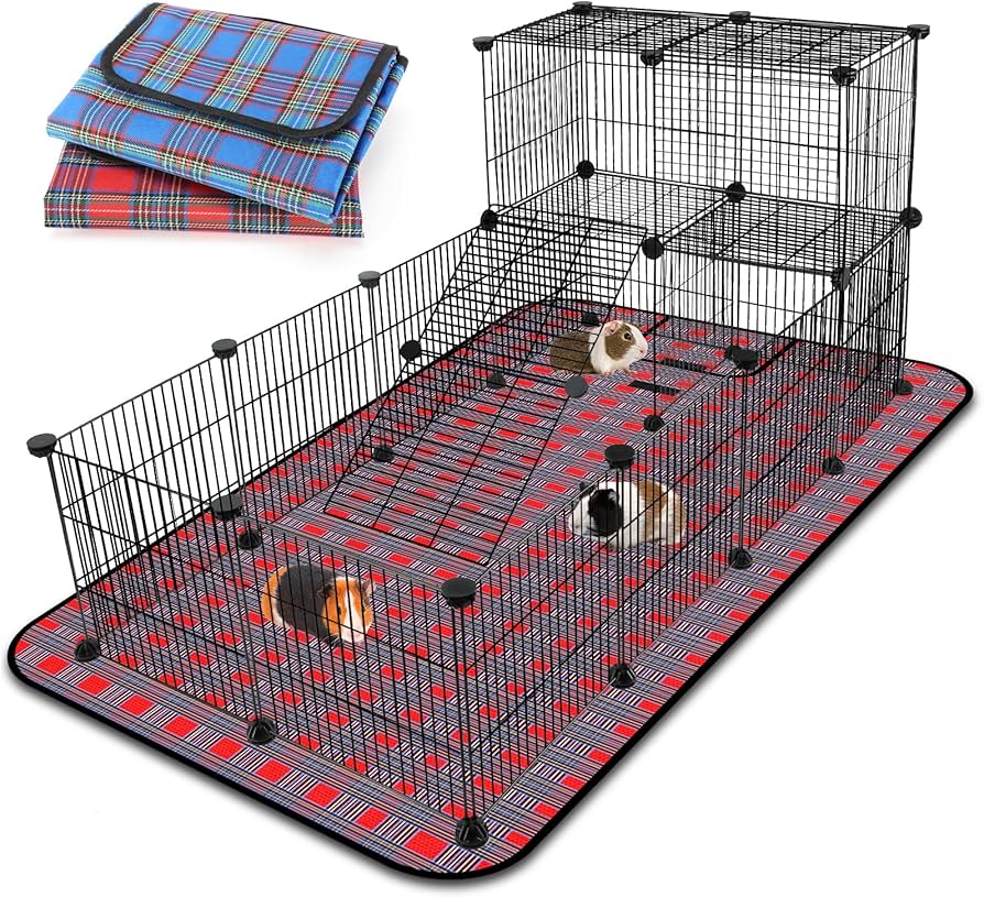FHTONGE Extra Large Guinea Pig Cage Loft with 2 Waterproof Bedding