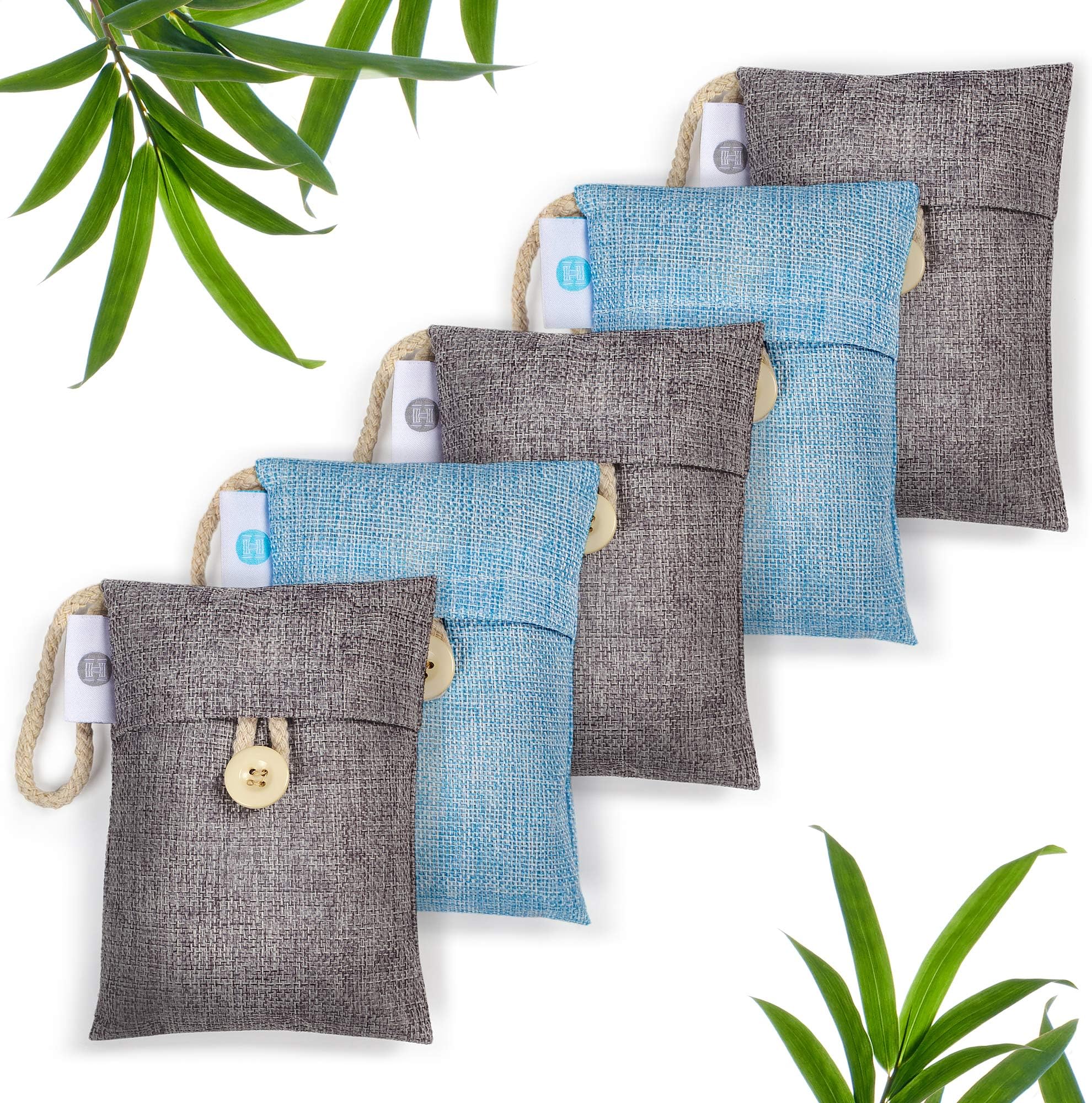 Set Of 5 Bamboo Charcoal Bags AKA Activated Charcoal Bags, Bamboo Charcoal Air Purifying Bag, Air Purifying Bags, Activated Charcoal Odor Absorber. Used As Shoe Deodorizer, Closet Deodorizer & More…