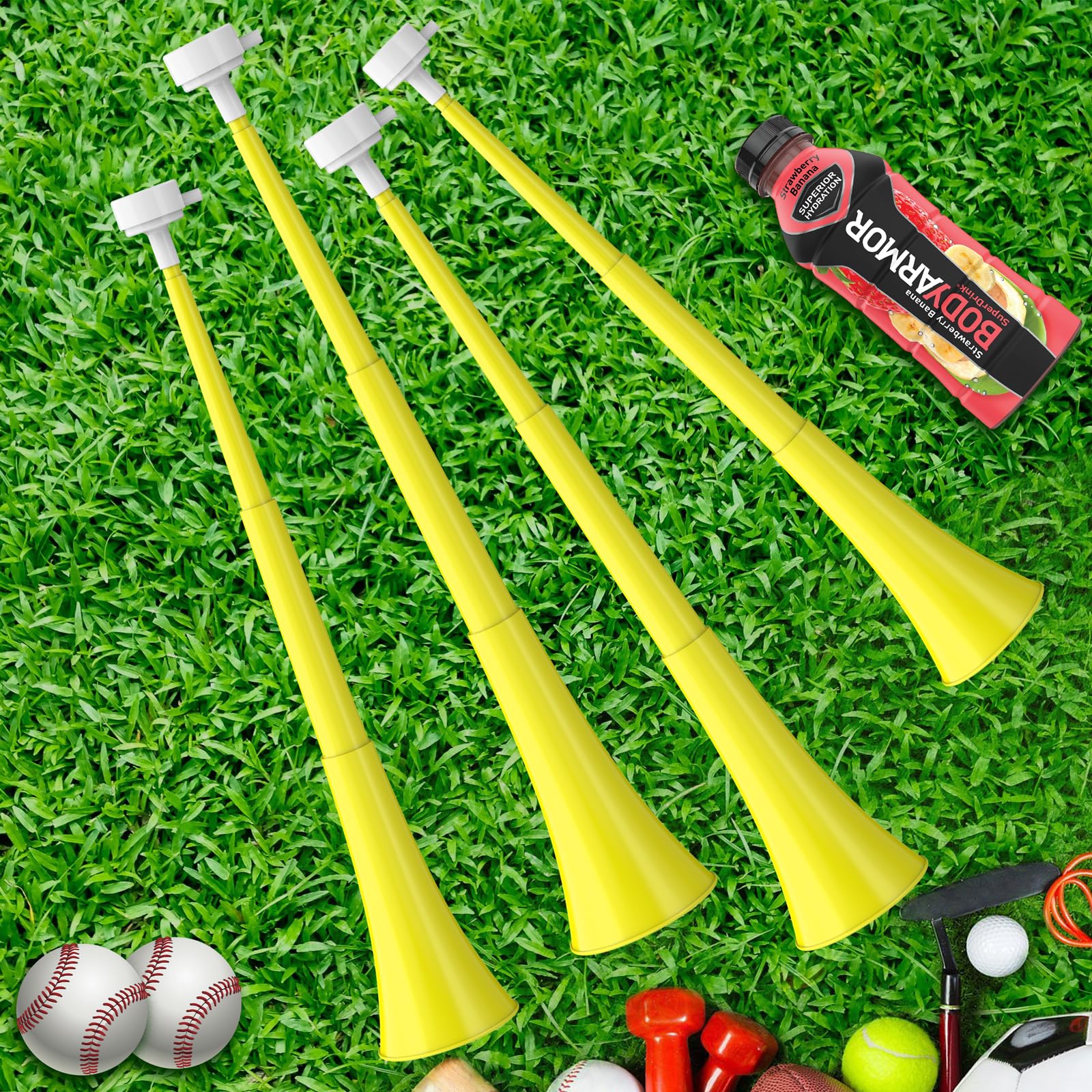 Cuerno de estadio plegable de 24 pulgadas, trompeta de plástico Vuvuzela, cuerno de soplado, sonido fuerte, bocina de fútbol para eventos deportivos, juegos de graduación, suministros de fiesta