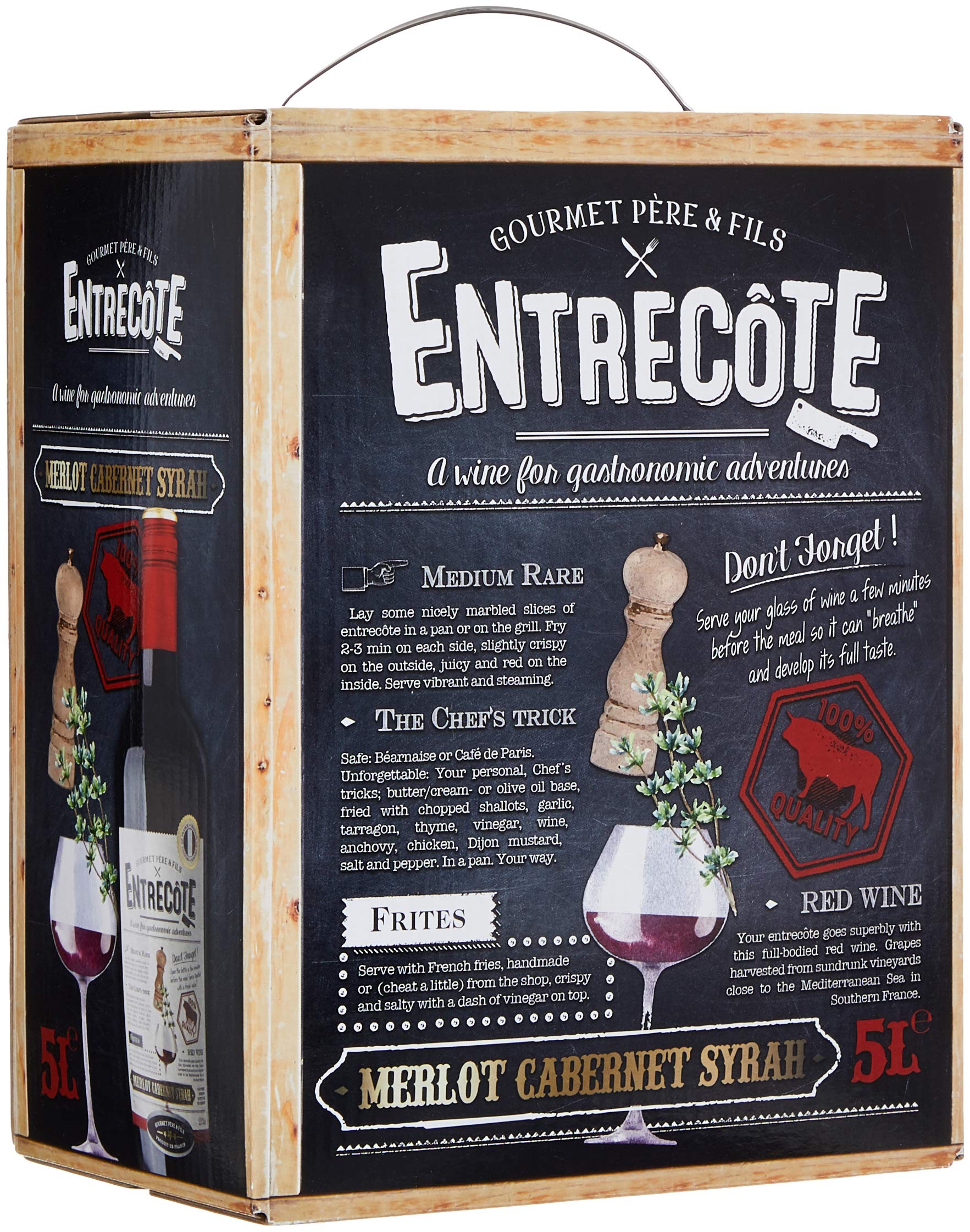 Entrecote - Merlot, Cabernet Sauvignon, Syrah - Rotwein aus Frankreich - BIB Bag in Box (1 x 5 l)