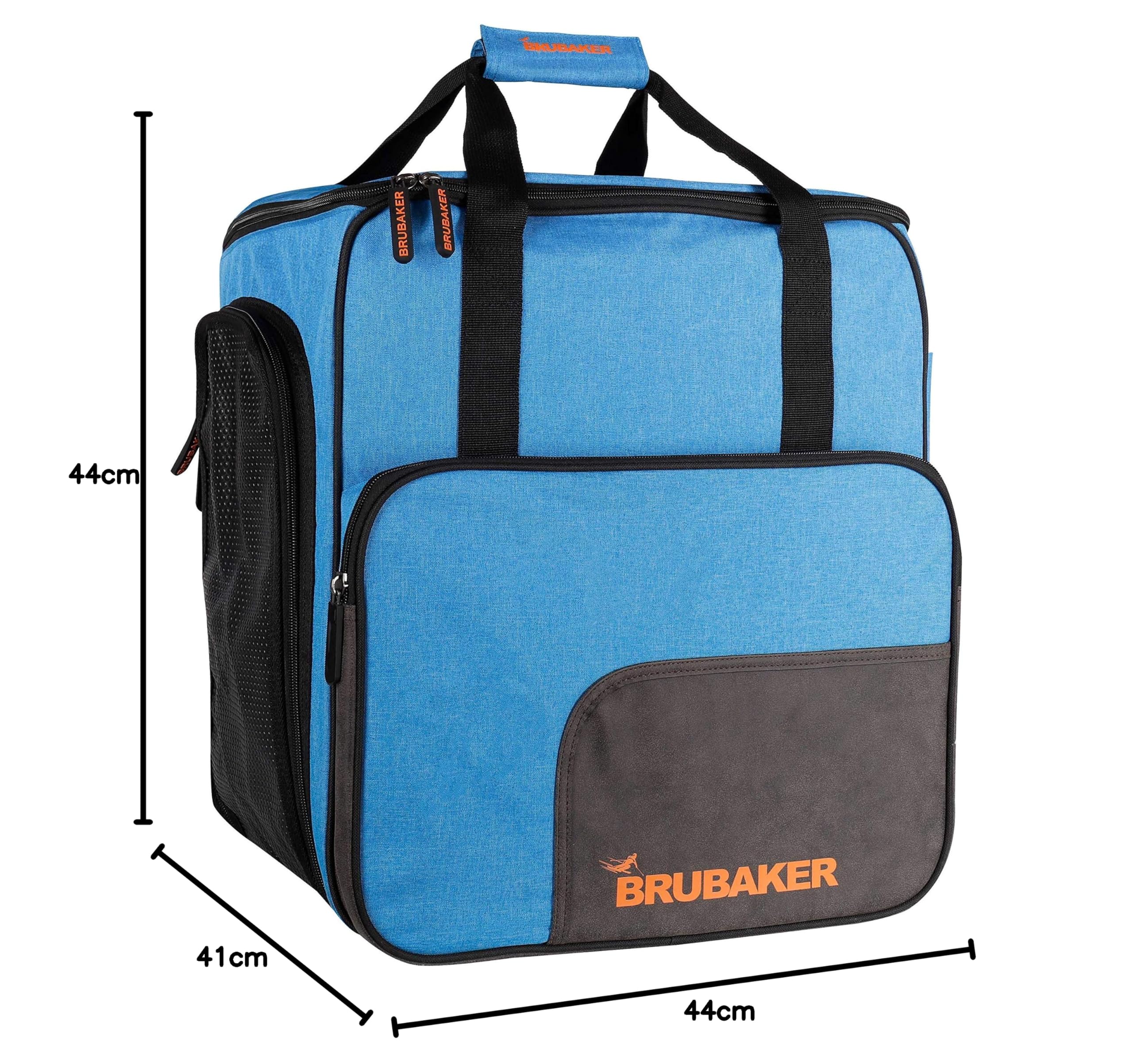 BRUBAKER 'Super Performance' - Sac à Chaussures de Ski/Sac Casque/Sac à Dos Ski - Bleu chiné/Noir
