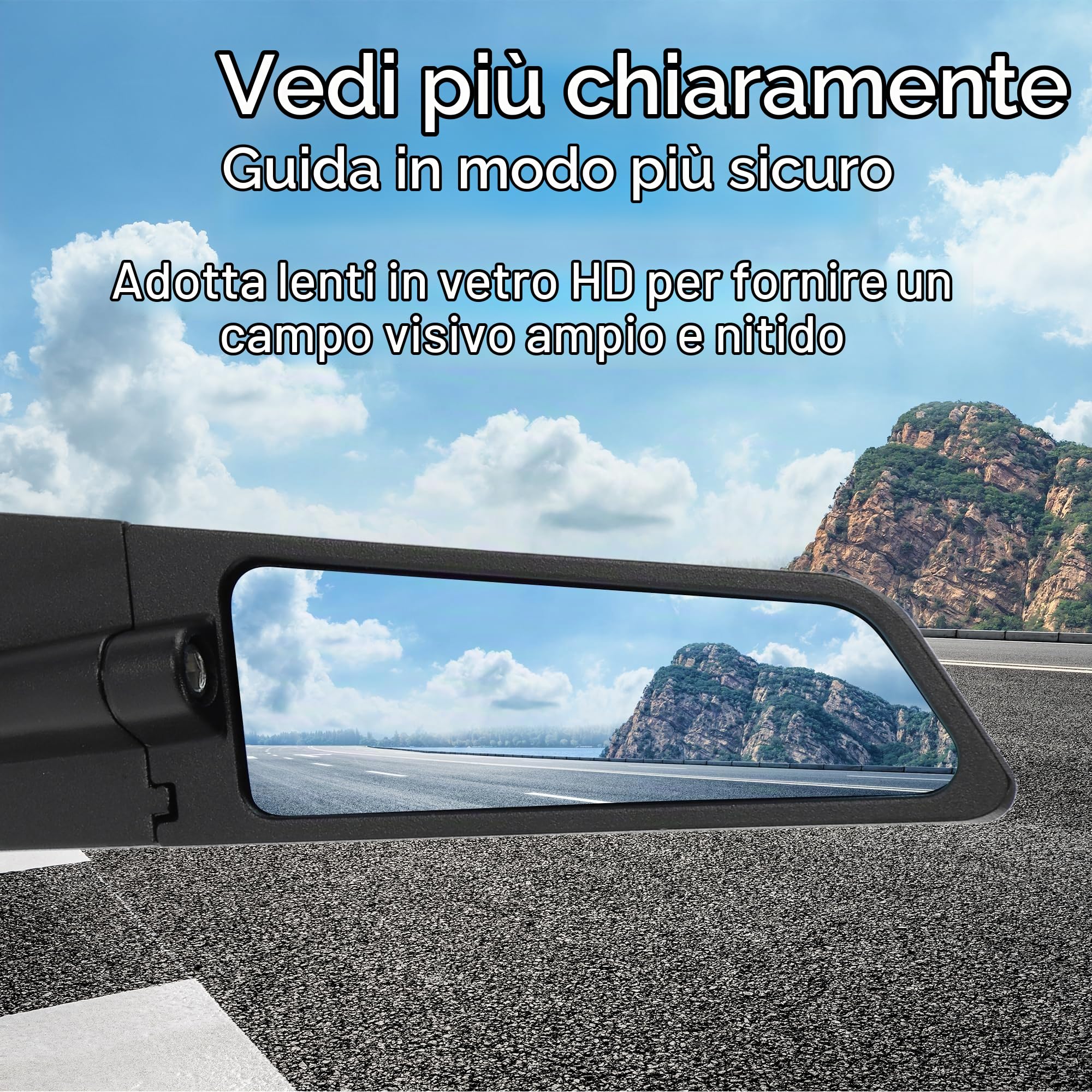 Specchietti Retrovisori Per Moto Nero 1 Set Regolabili Alluminio