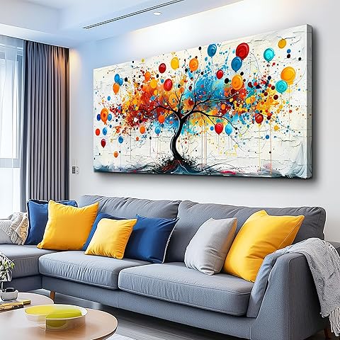 KELIYUAN Canvas Wall Art For Living Room Bedroom Wall Decor Home OfficeAbstract Tree Colorful Balloons Painting Bath Room Hallway Prints Artwork Picture Home Decoration Ready to hang 20x40 In
