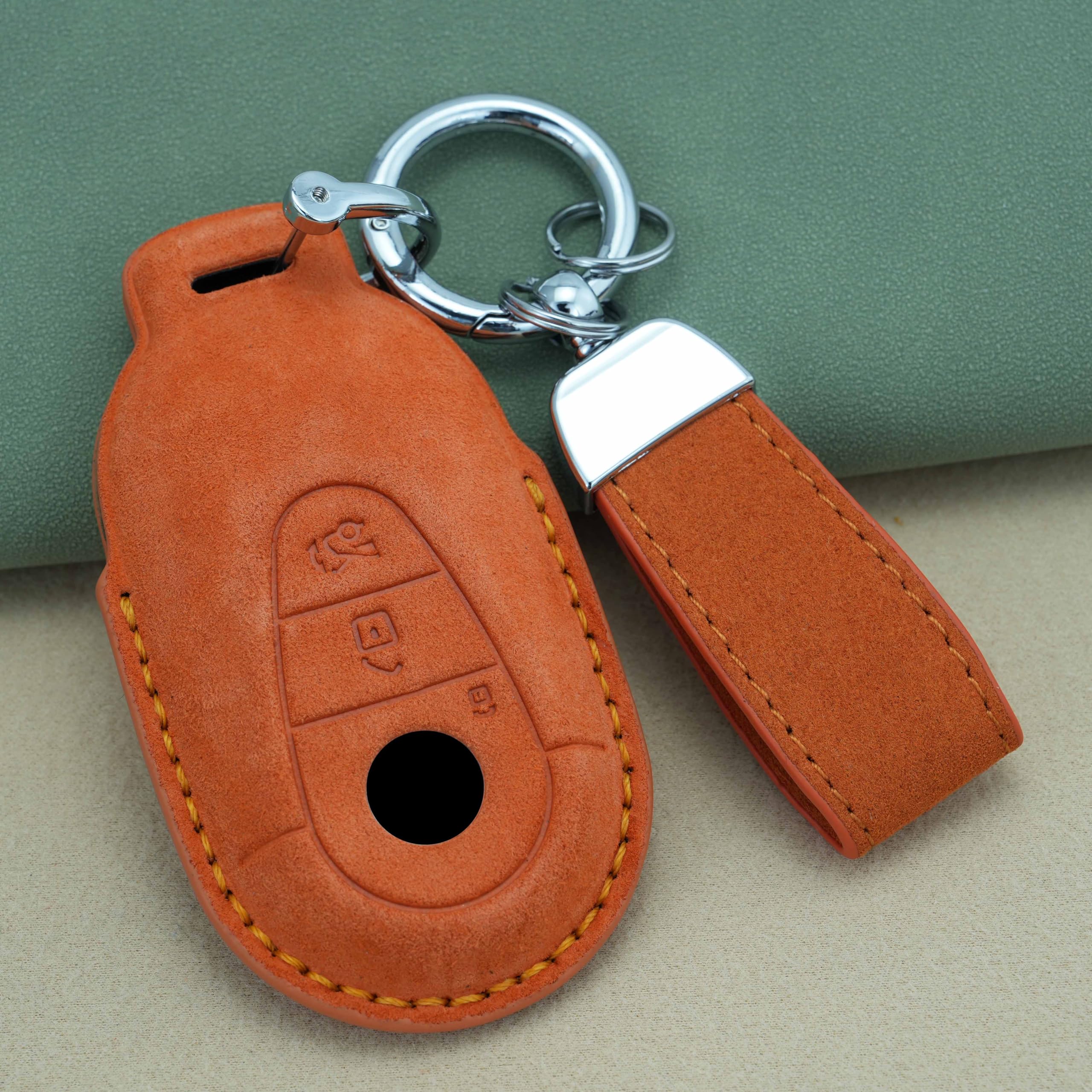 Custodia in metallo per chiave auto in pelle per Mercedes Benz Classe