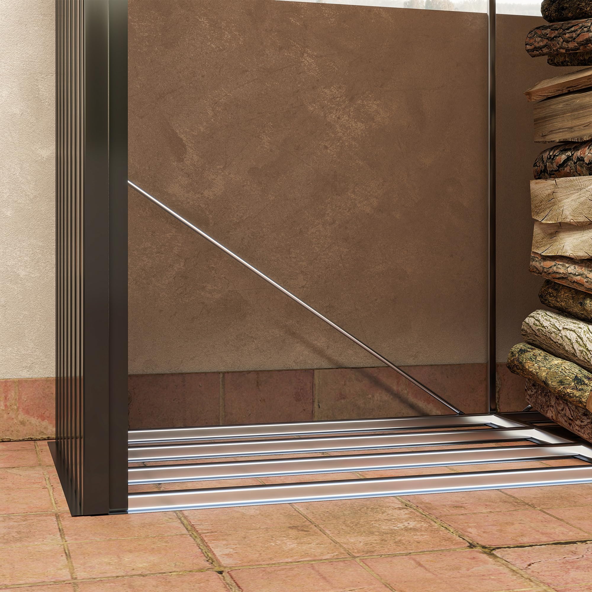 Outsunny Portalegna da Esterno Acciaio Galvanizzato 240x86x160cm Nero con Base Rialzata e Tetto Inclinato