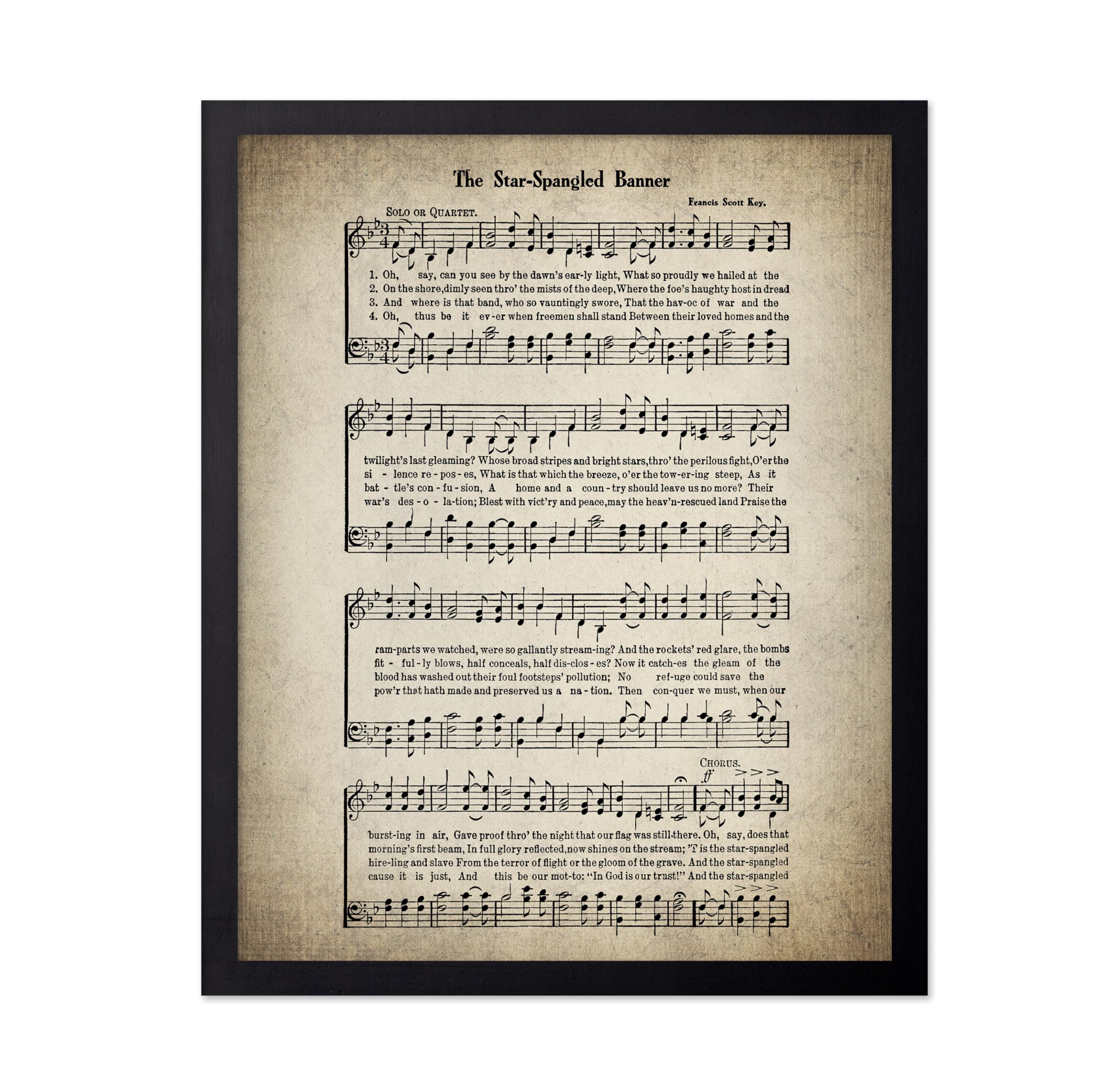 Poster Master The Star Spangled Banner Poster - Hymnal Song Sheet Print - Sheet Music Art - Gift for Him, Her, Musician - Patriotic Decor for Home,