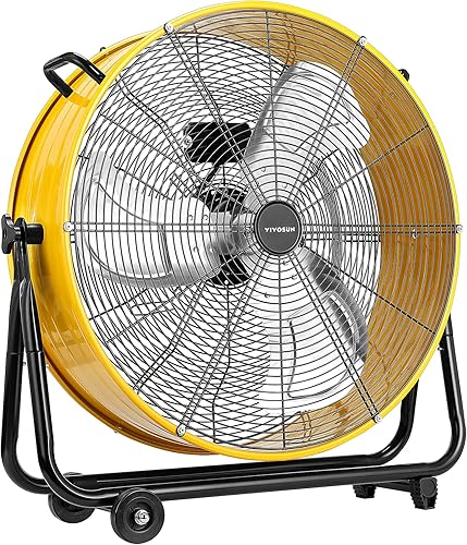 Miniatura 8 de VIVOSUN Ventilador de tambor de inclinación industrial de 24 pulgadas, resistente, 8540 CFM, alta velocidad, circulación de aire y refrigeración