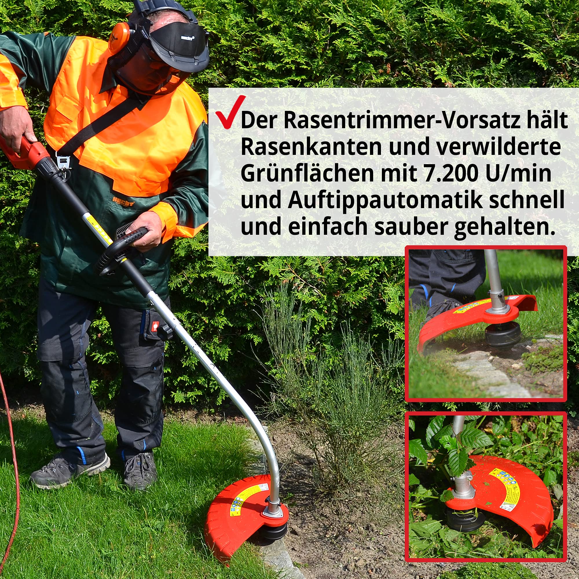 HECHT 3in1 Multitool 900 W – Rasentrimmer, Hochentaster & Heckenschere | Elektro Gartenwerkzeug Set mit Verlängerung – Heckenschere, Hochentaster und Rasentrimmer für Garten & Hecken