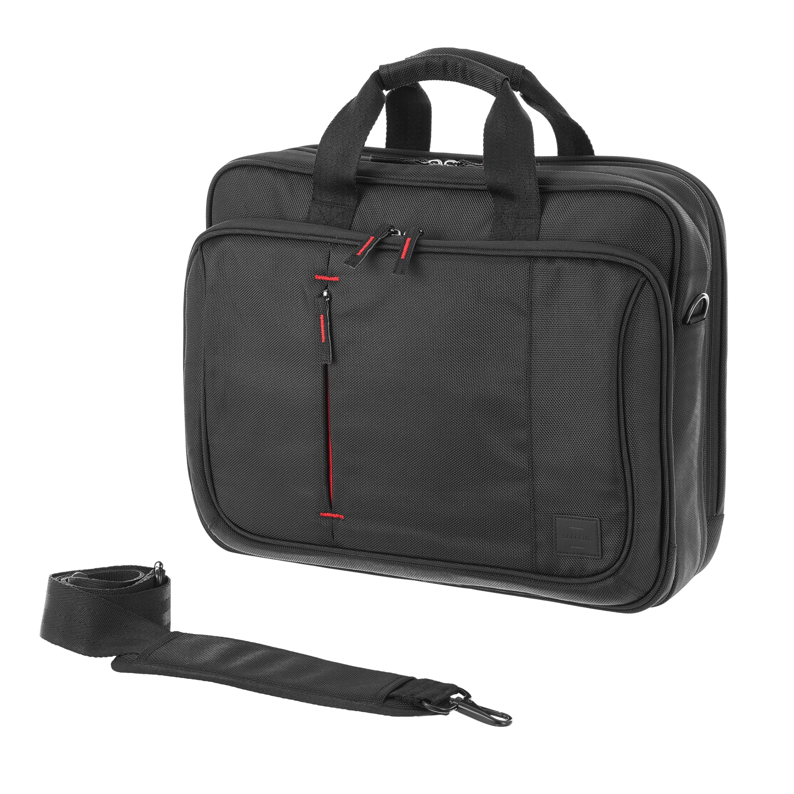 BARRENS Grande borsa per computer portatile da 17,3", 3 scomparti, borsa a tracolla e ventiquattrore, ideale per viaggi, affari e uso quotidiano, Nero , L