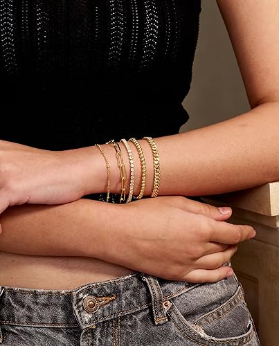 Miniatura 4 de DEARMAY Delicadas pulseras de plata para mujer, a la moda, juego de joyas de plata de ley 925 para mujer, pulseras para mujer, caja de clip de