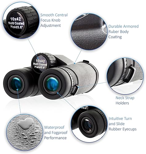 Miniatura 6 de E Tronic Edge Prismáticos para adultos  Profesional para la observación de aves, caza, senderismo y viajes  Compacto para hombres y mujeres  Correa