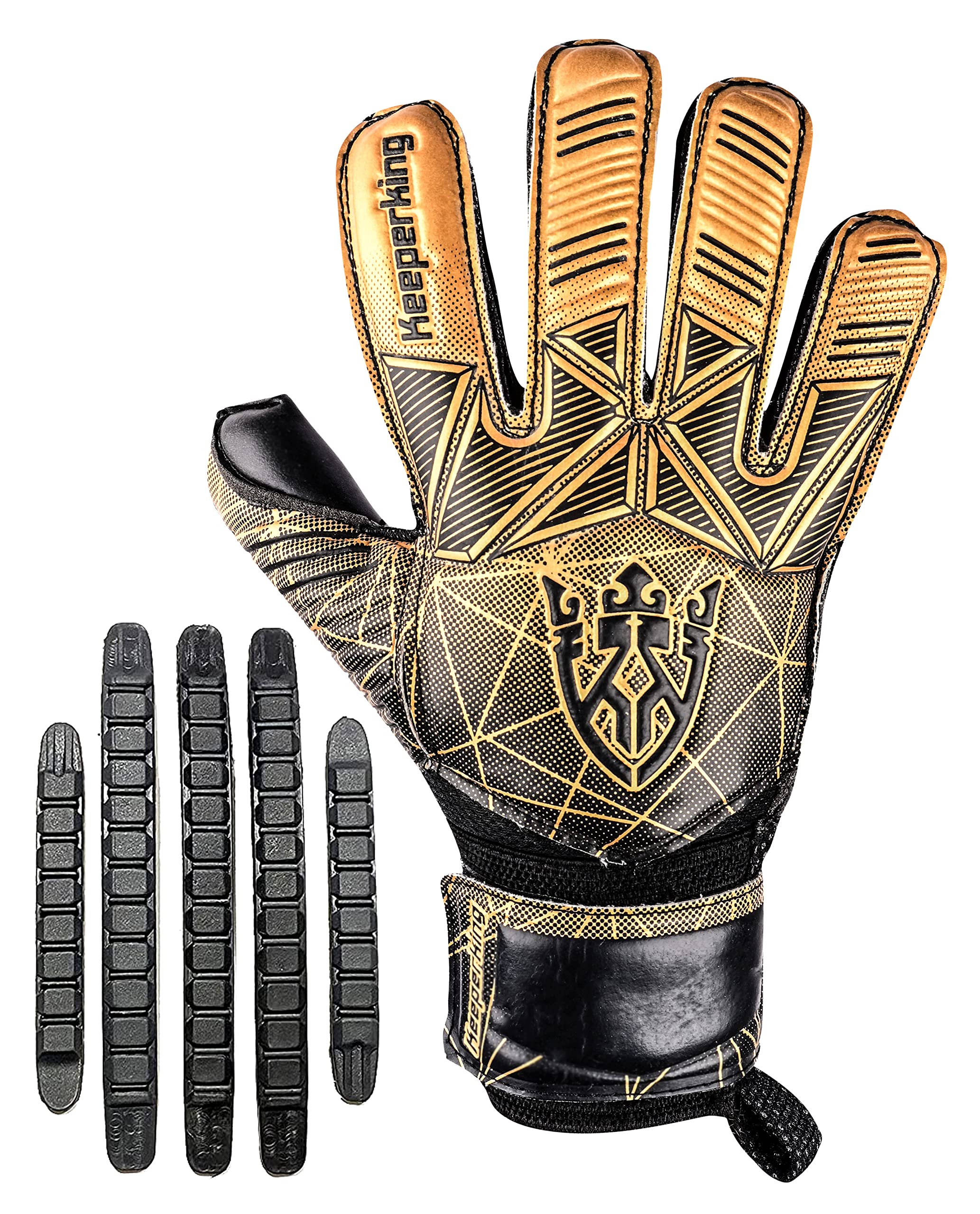 Keeperking - Guanti da portiere per adulti, bambini e adolescenti, con e senza protezione per le dita rimovibile, da 4 mm, unisex,