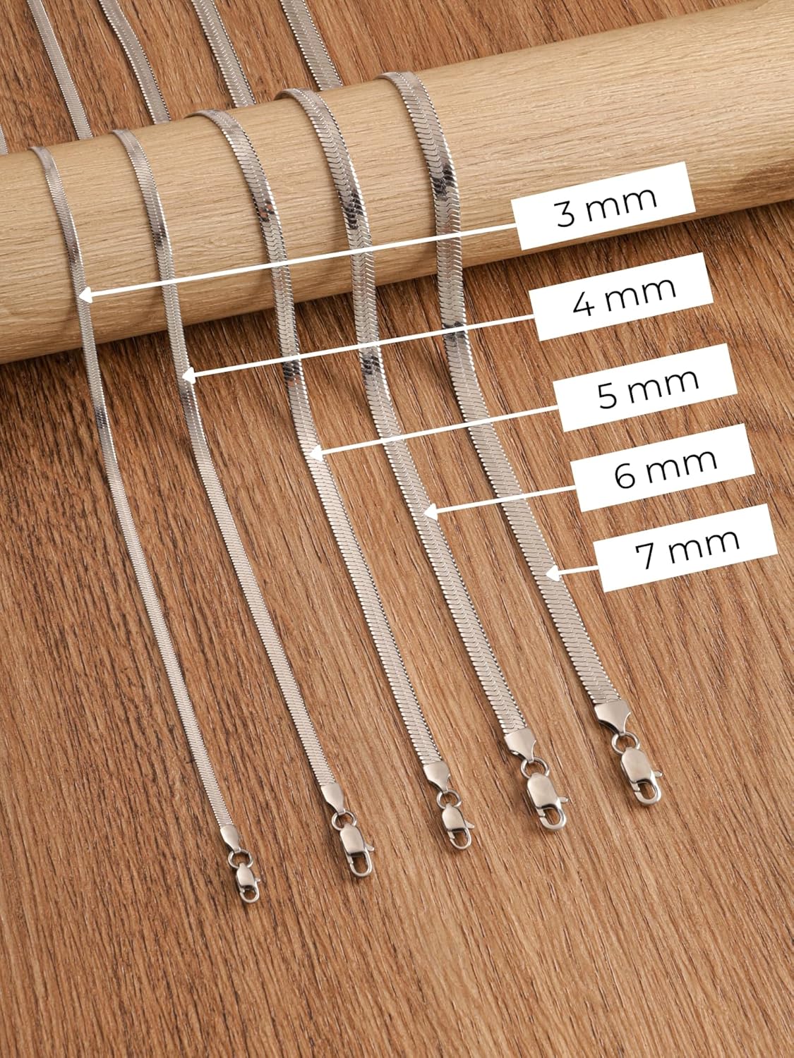 HAQUIL Flexible Stainless Steel Herringbone Snake Chain Necklace, Jewelry Gift for Men and Women 16/18/20/22/24/26/28/30' 3/4/5/6/7mm - Image 3