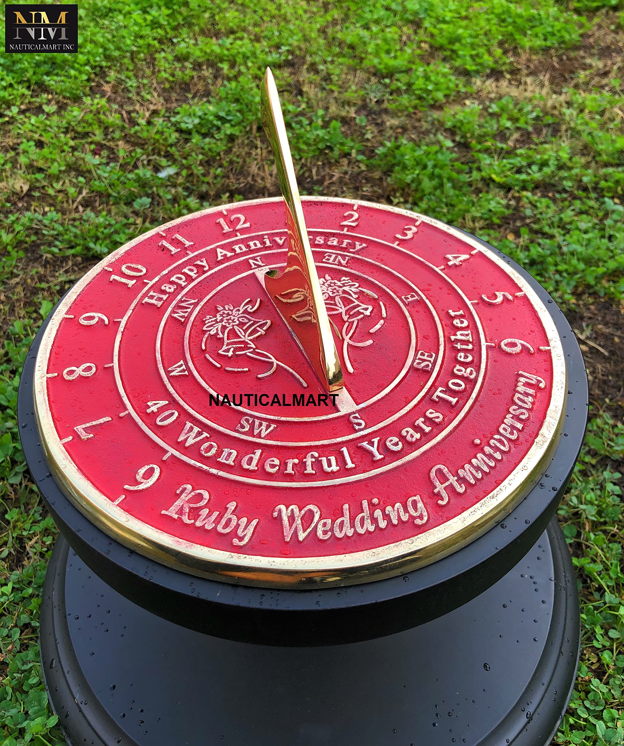 NauticalMart Sonnenuhr zum 40. Hochzeitstag, Geschenk für Sie oder Ihn, Ehemann oder Ehefrau, Eltern, Großeltern, Paare zum Jahrestag, einzigartiges Geschenk (40. Jahrestag)